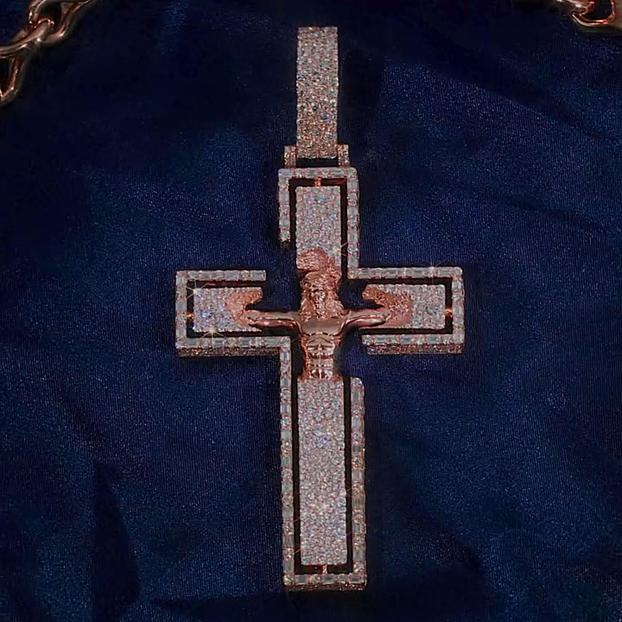 Moissanite Open Frame Crucifix Pendant