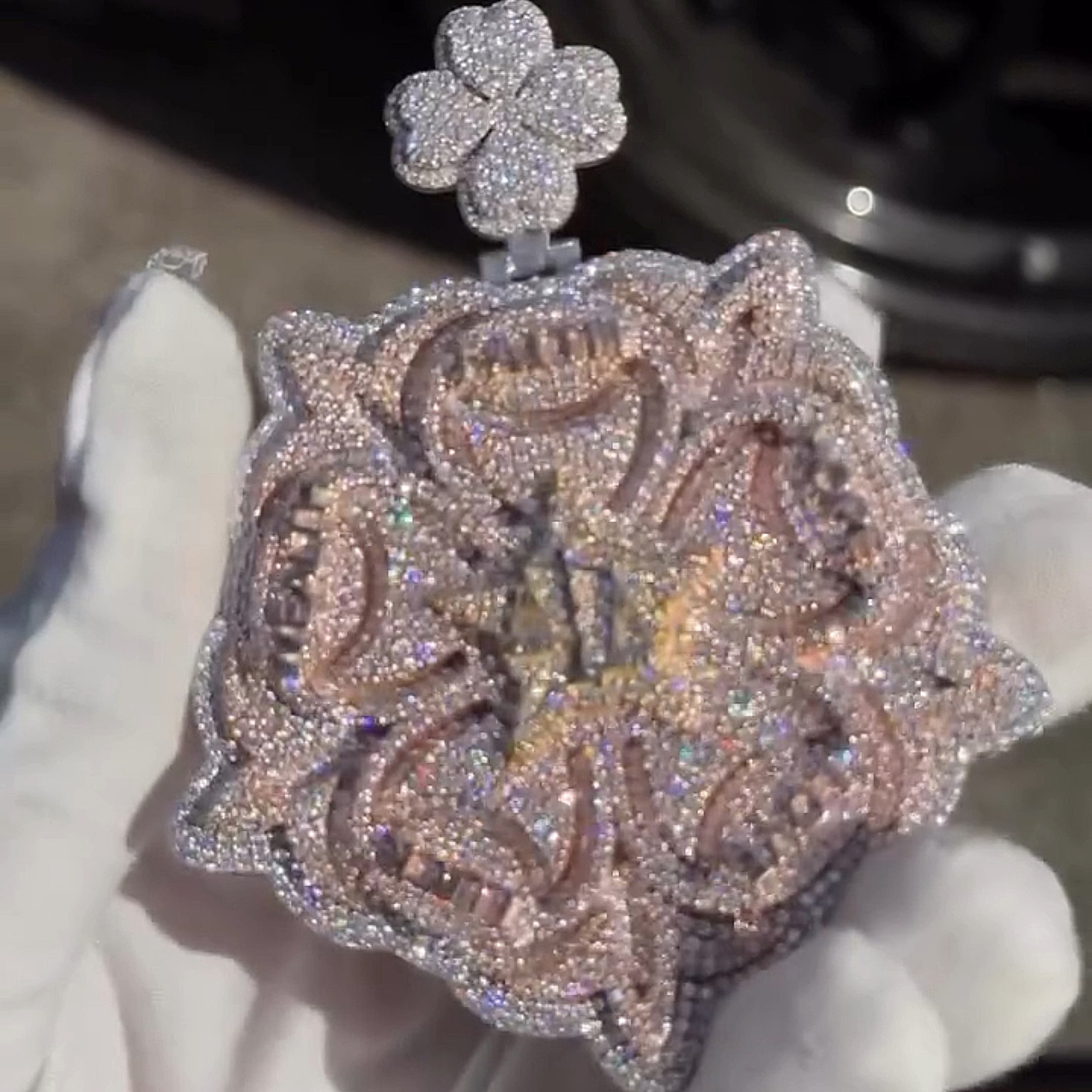 Moissanite Faith Hope Love Lucky Wealth Flower Pendant