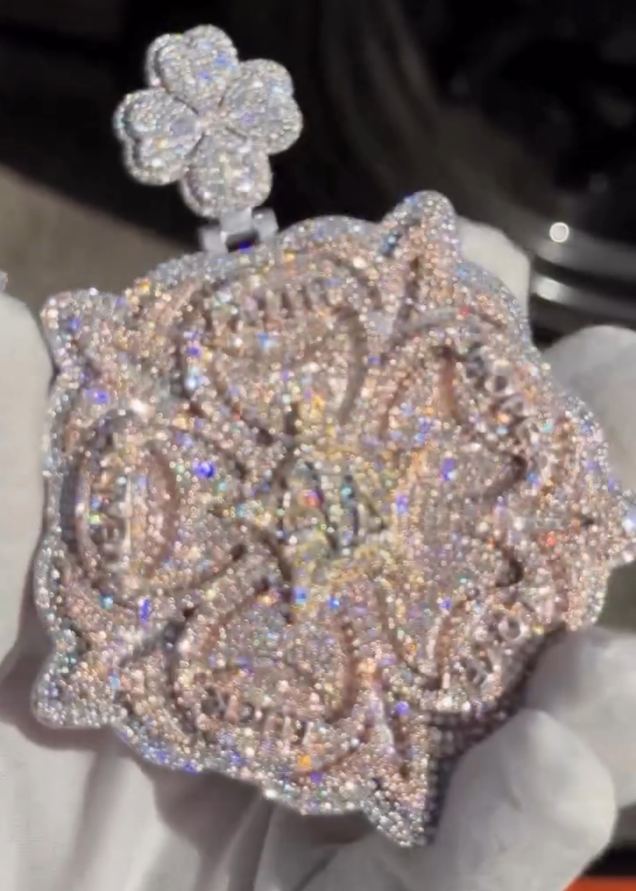 Moissanite Faith Hope Love Lucky Wealth Flower Pendant