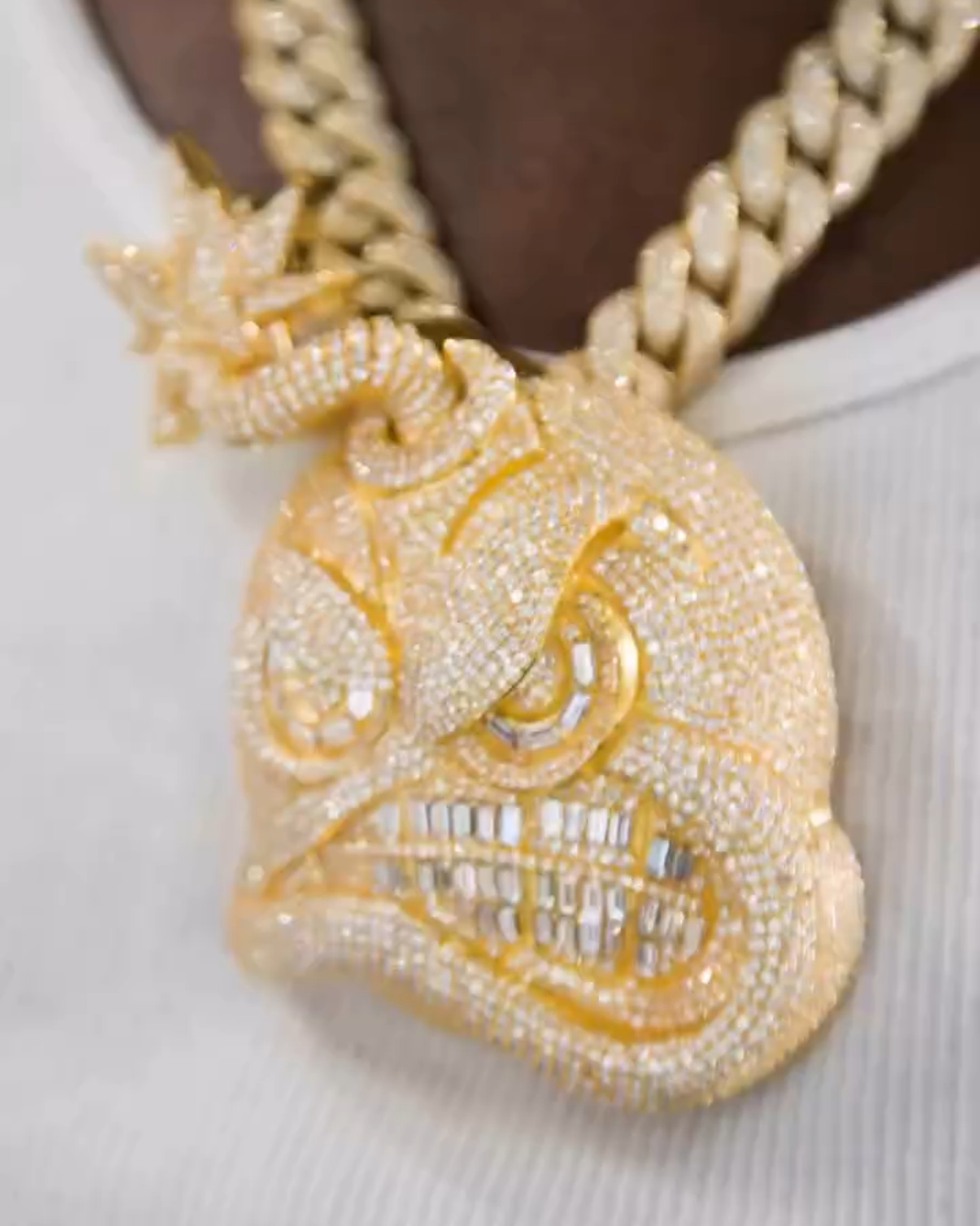 Moissanite Baguette Angry Face Pendant