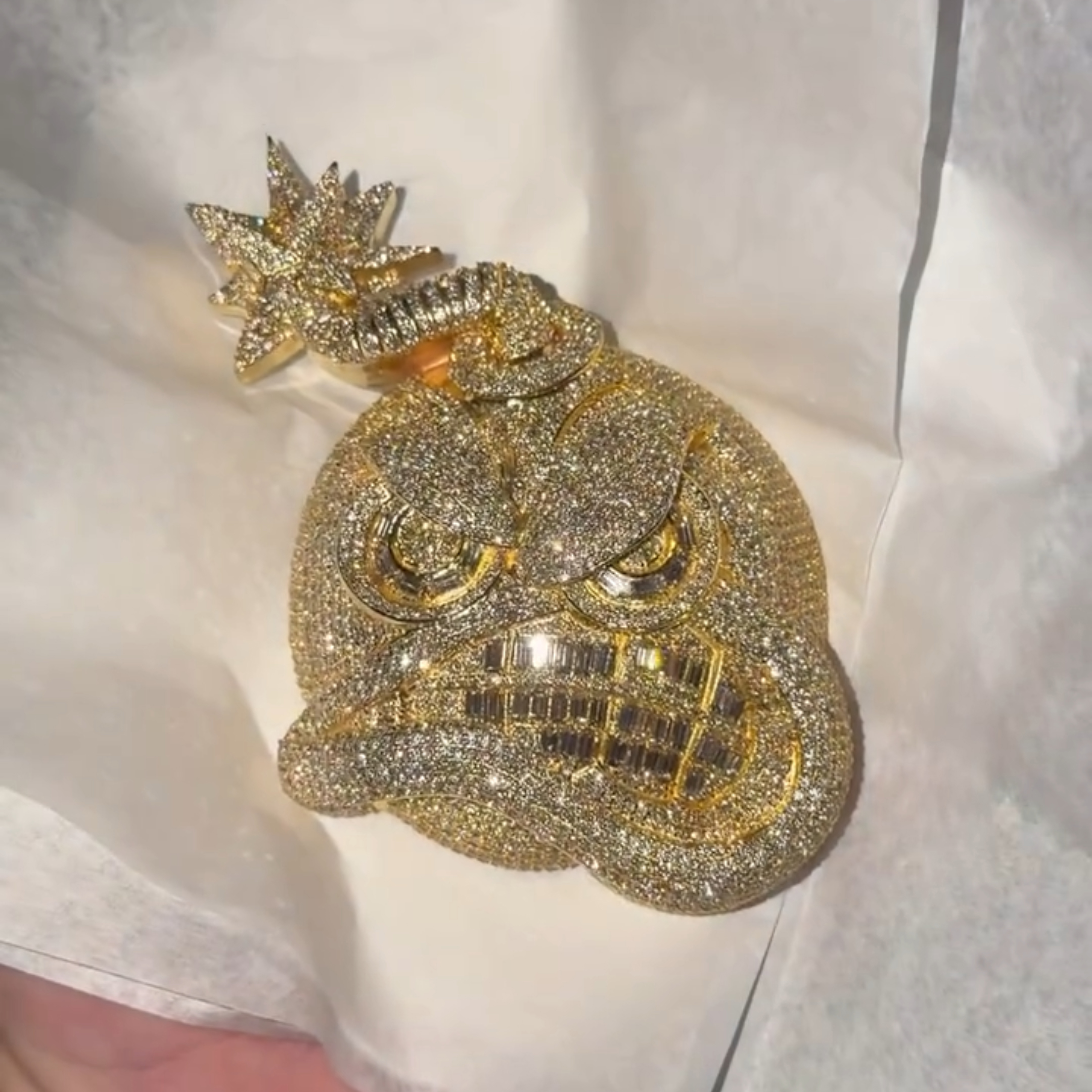 Moissanite Baguette Angry Face Pendant