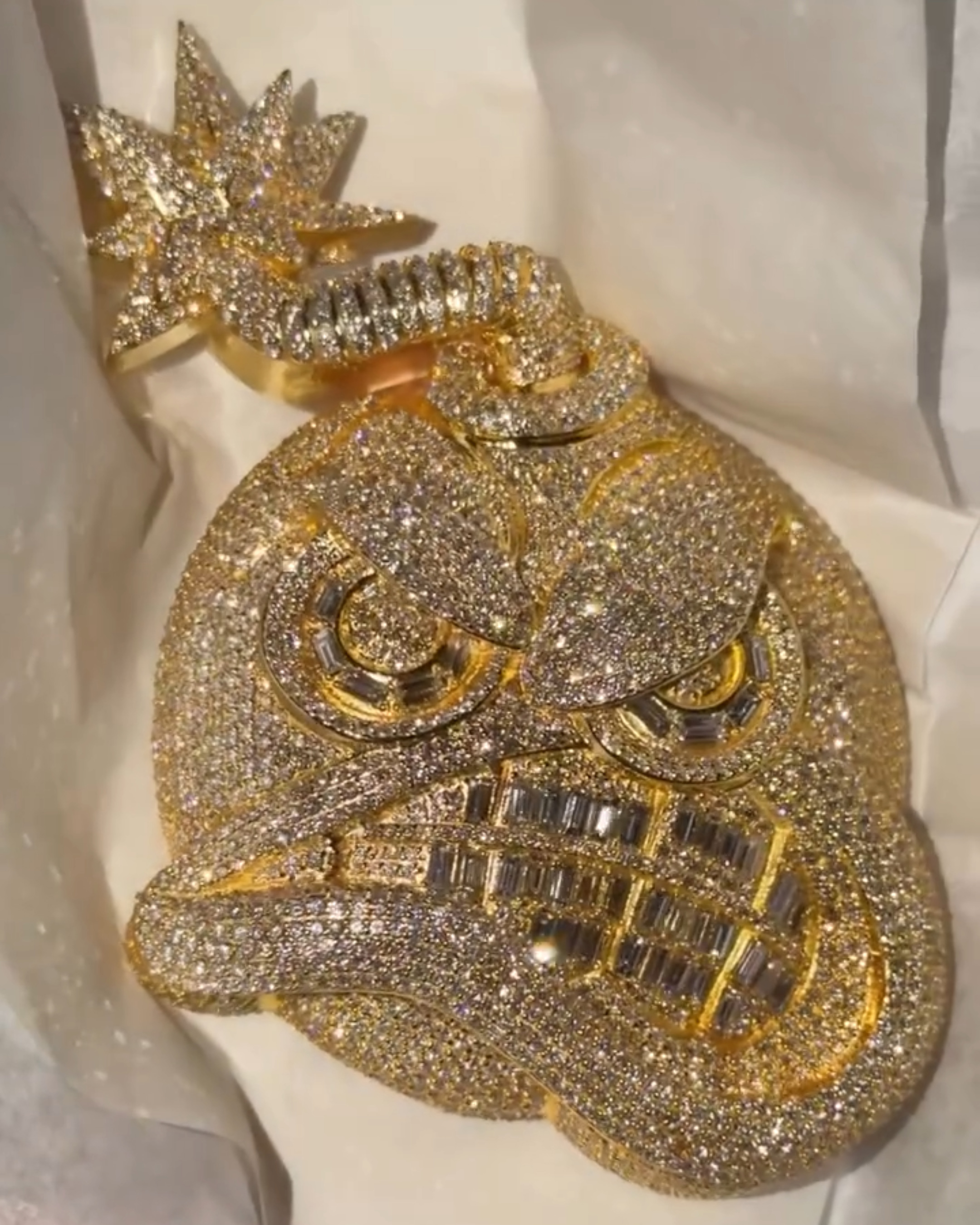 Moissanite Baguette Angry Face Pendant