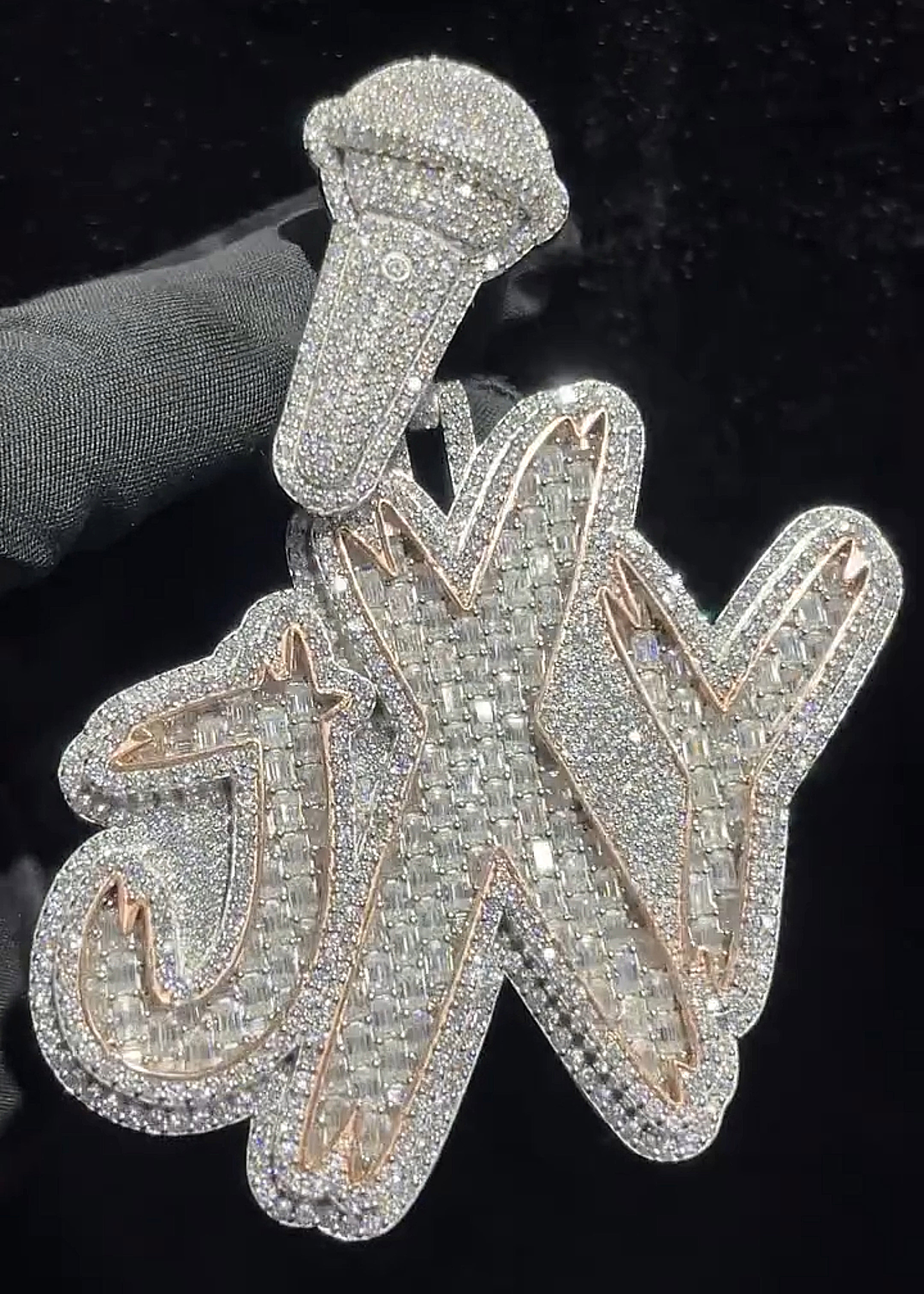 Moissanite JXY Letter Pendant with Microphone Bail