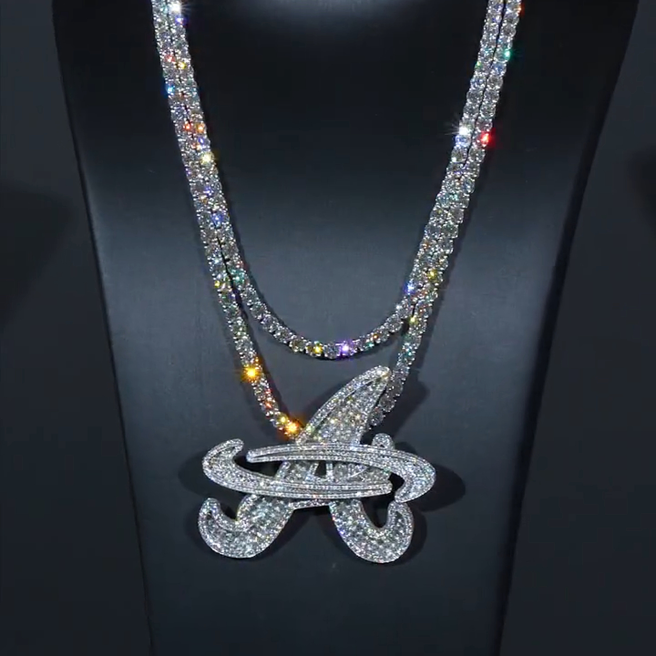Moissanite Galaxy Orbit Letter A Pendant
