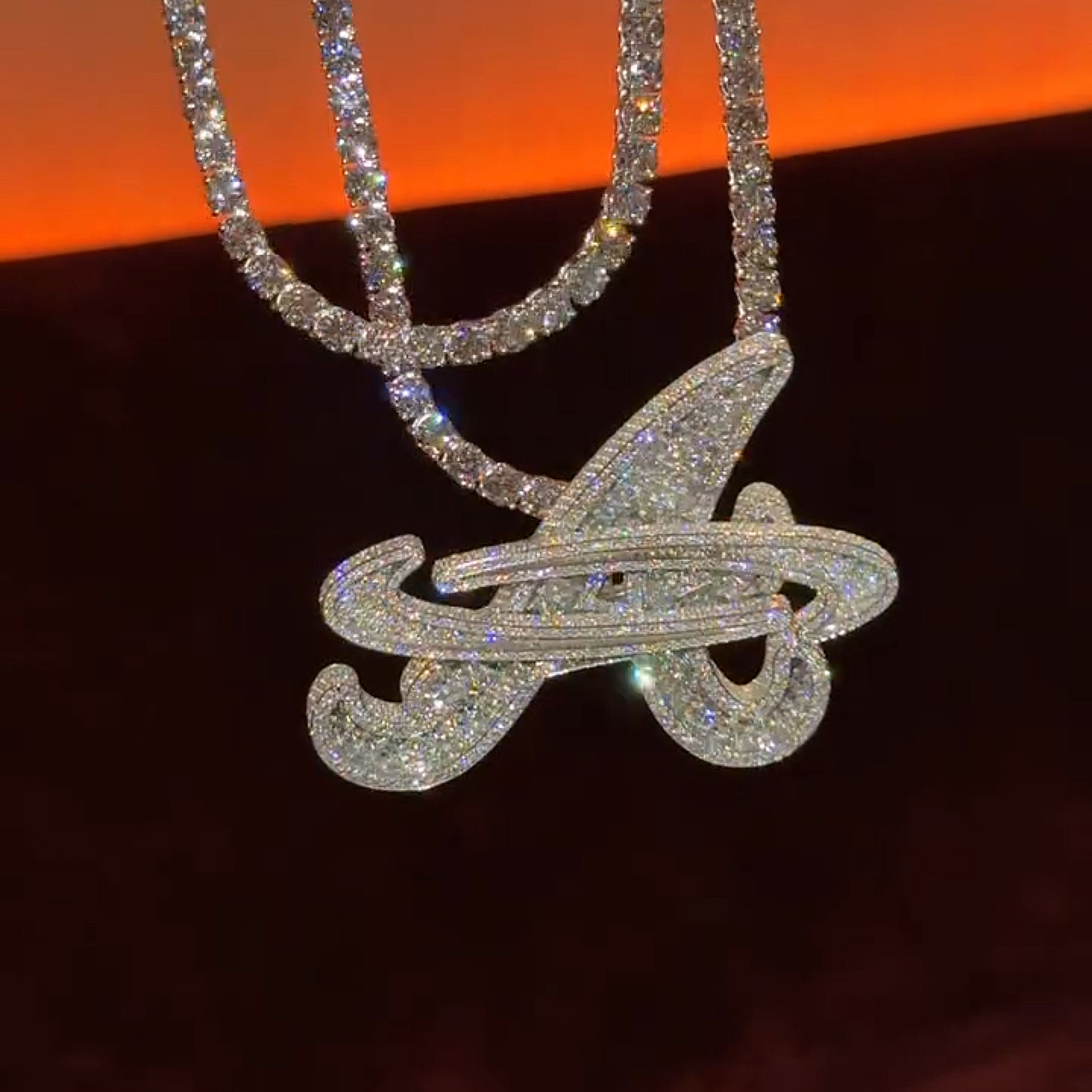 Moissanite Galaxy Orbit Letter A Pendant