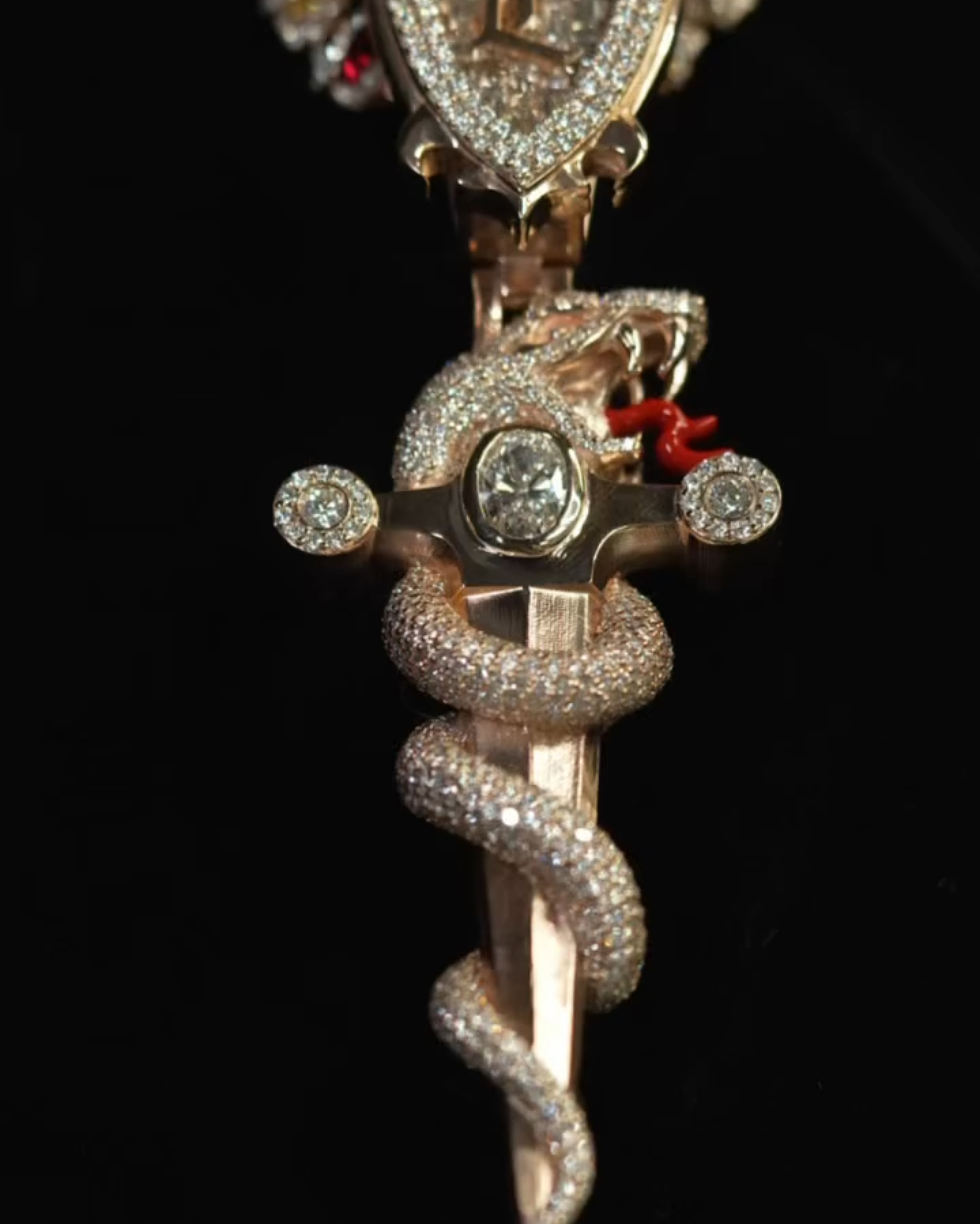 Moissanite Serpent Sword & Shield Pendant