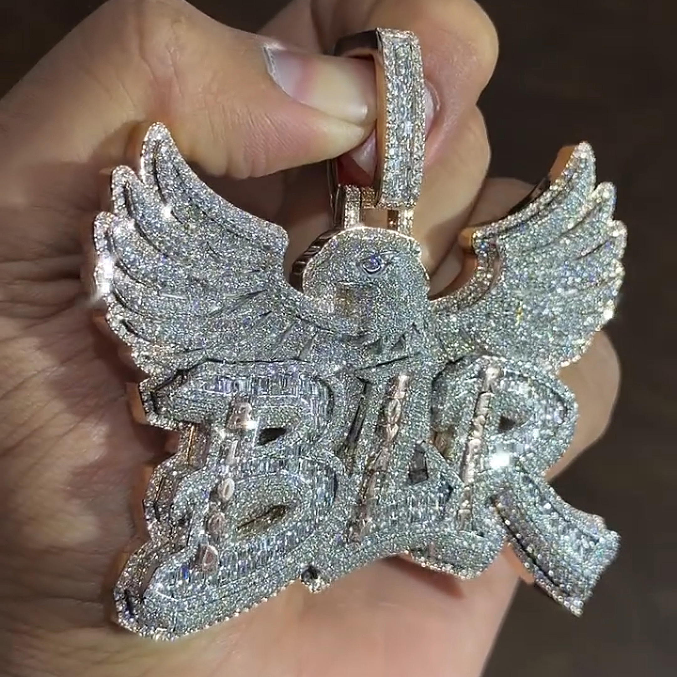 Moissanite Eagle Letter Pendant