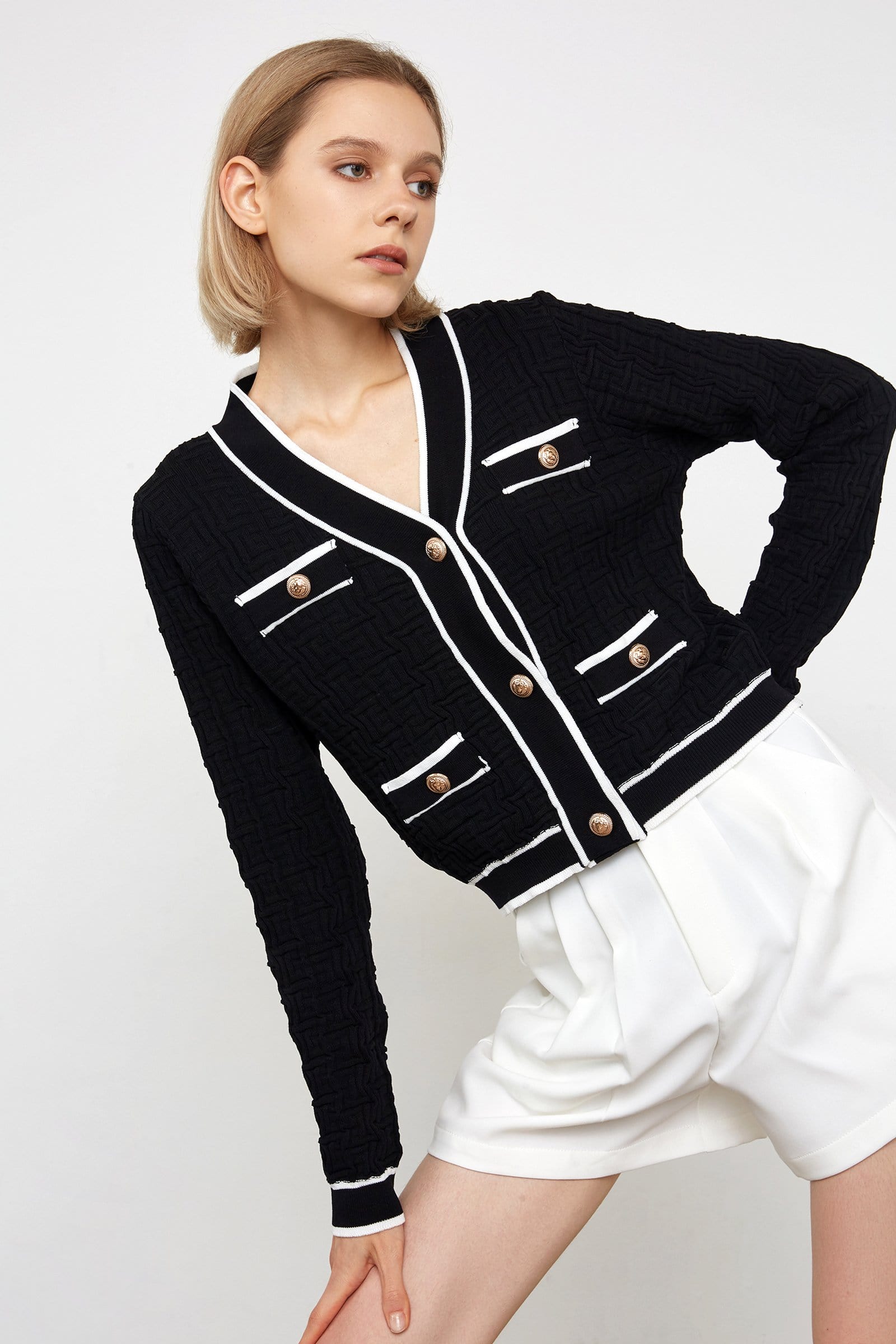 Black Contrast Cardigan