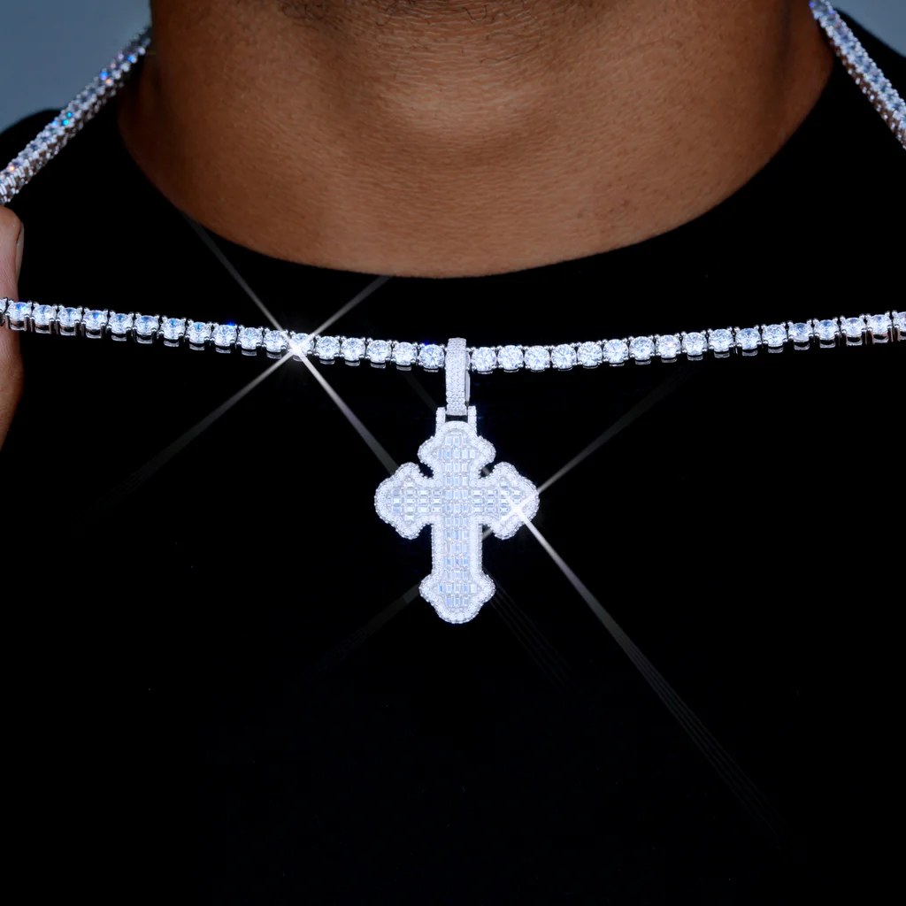 Cloud cross pendant iced out jewelry