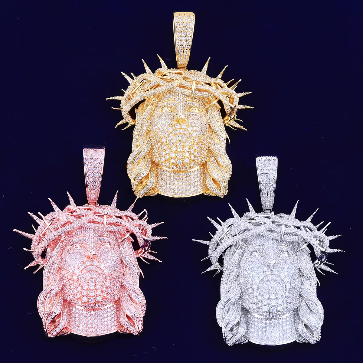 royal crown Jesus pendant close up details