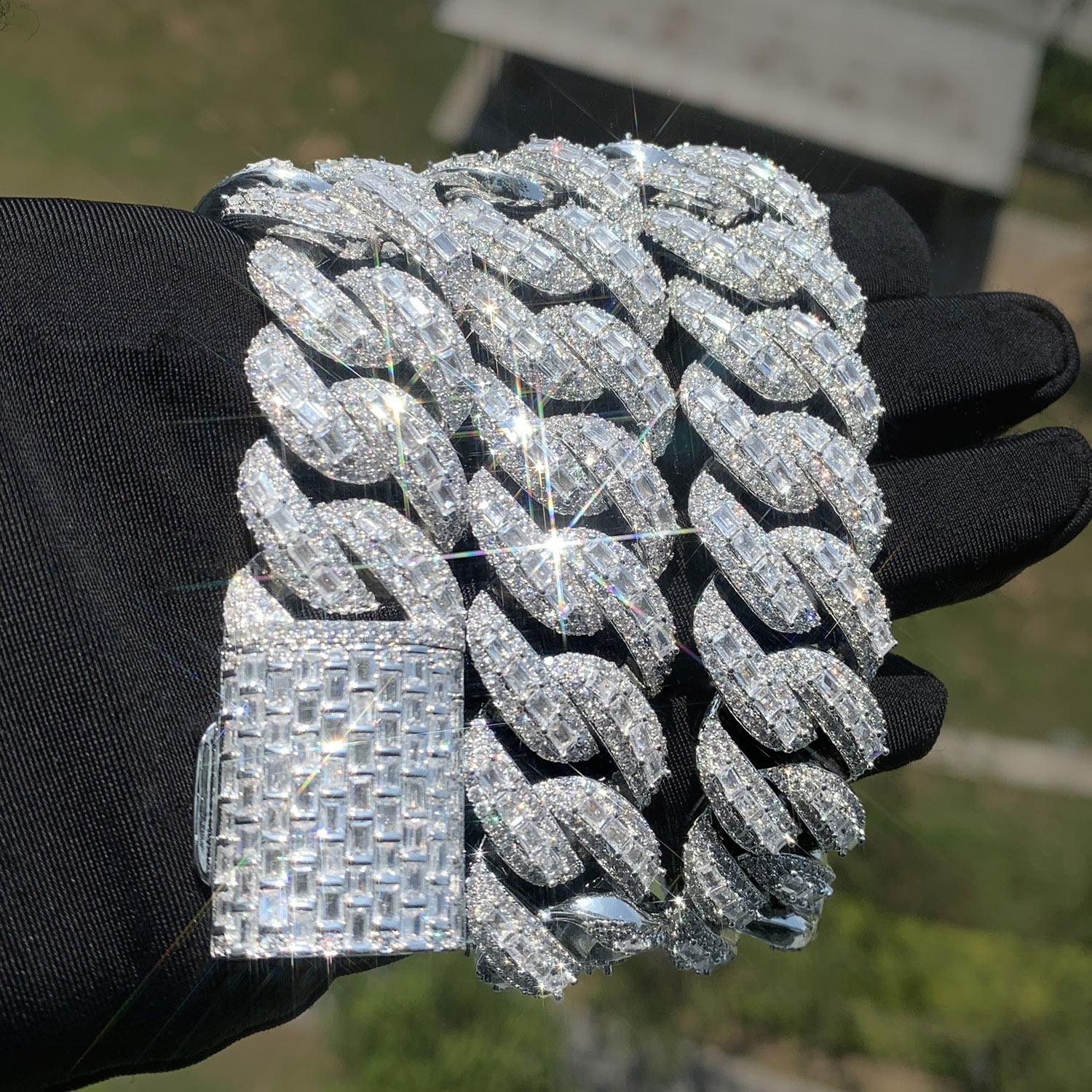 20MM Iced Out Hip Hop T-square Cuban Chain & Bracelet