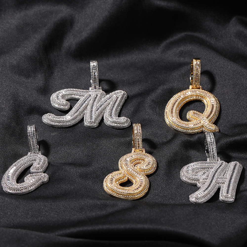 A-Z initial letter pendant iced out jewelry
