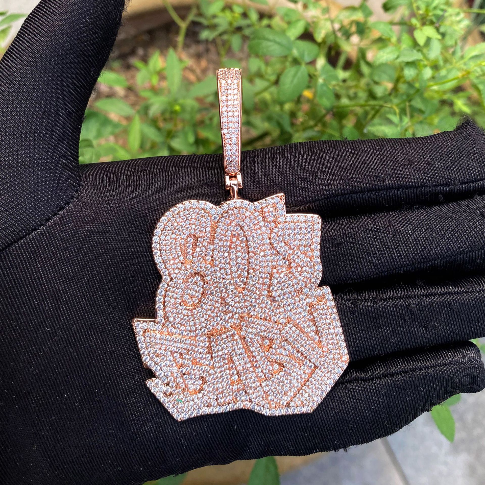rose gold 80's BABY pendant stone details