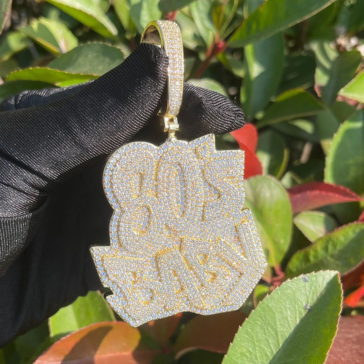 gold 80's BABY pendant iced jewelry