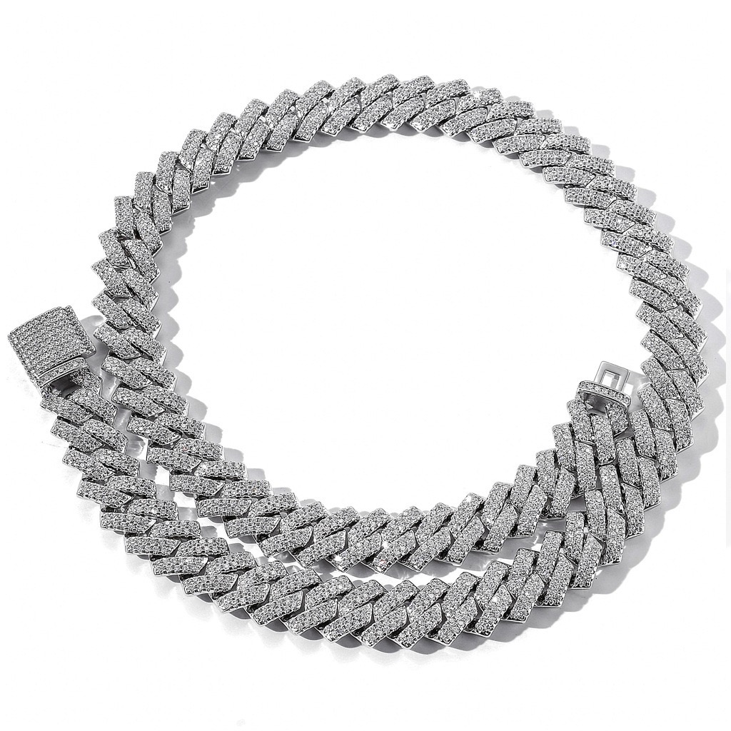 white gold Cuban chain angled front view streetwear jewelry