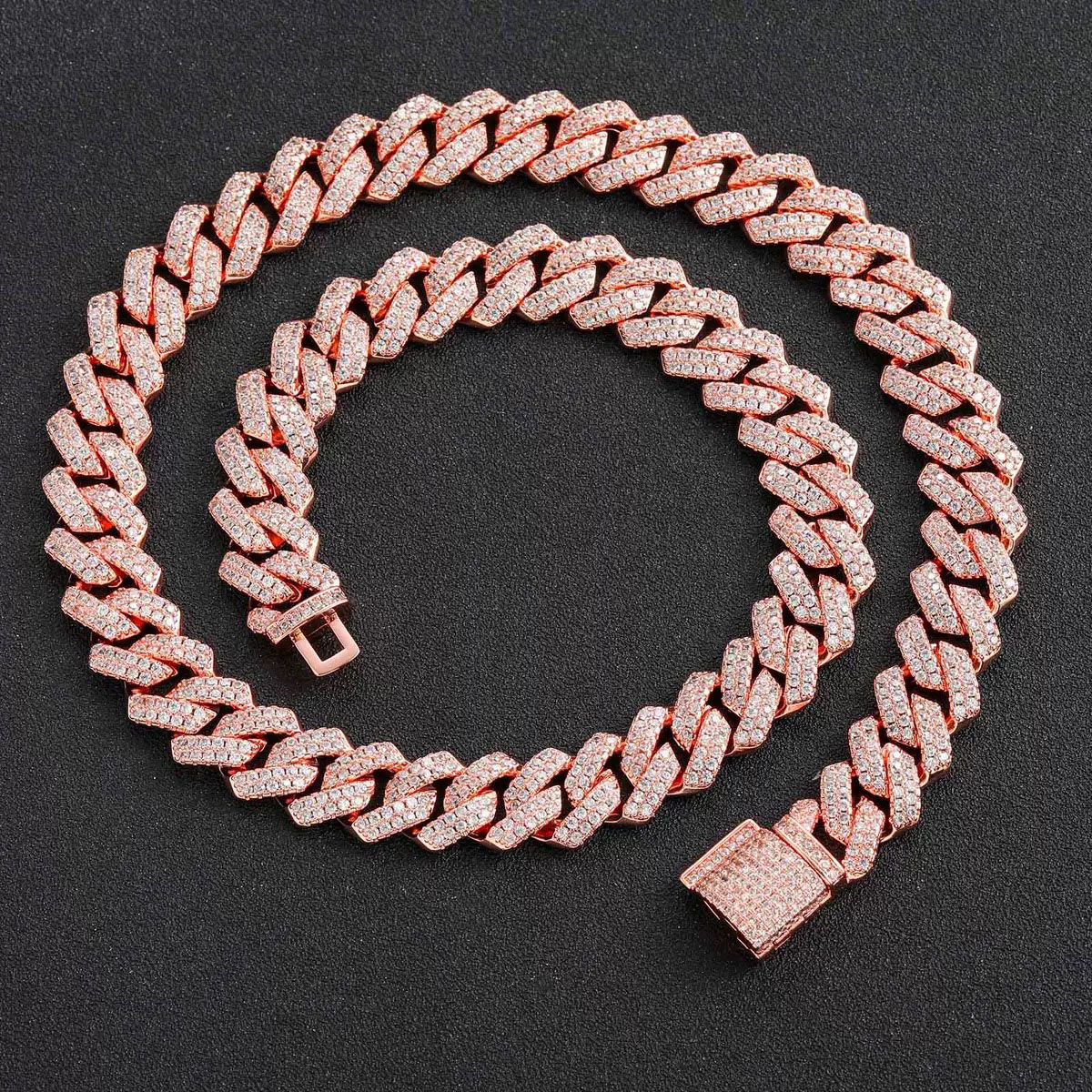 rose gold Cuban chain front view premium jewelry finish