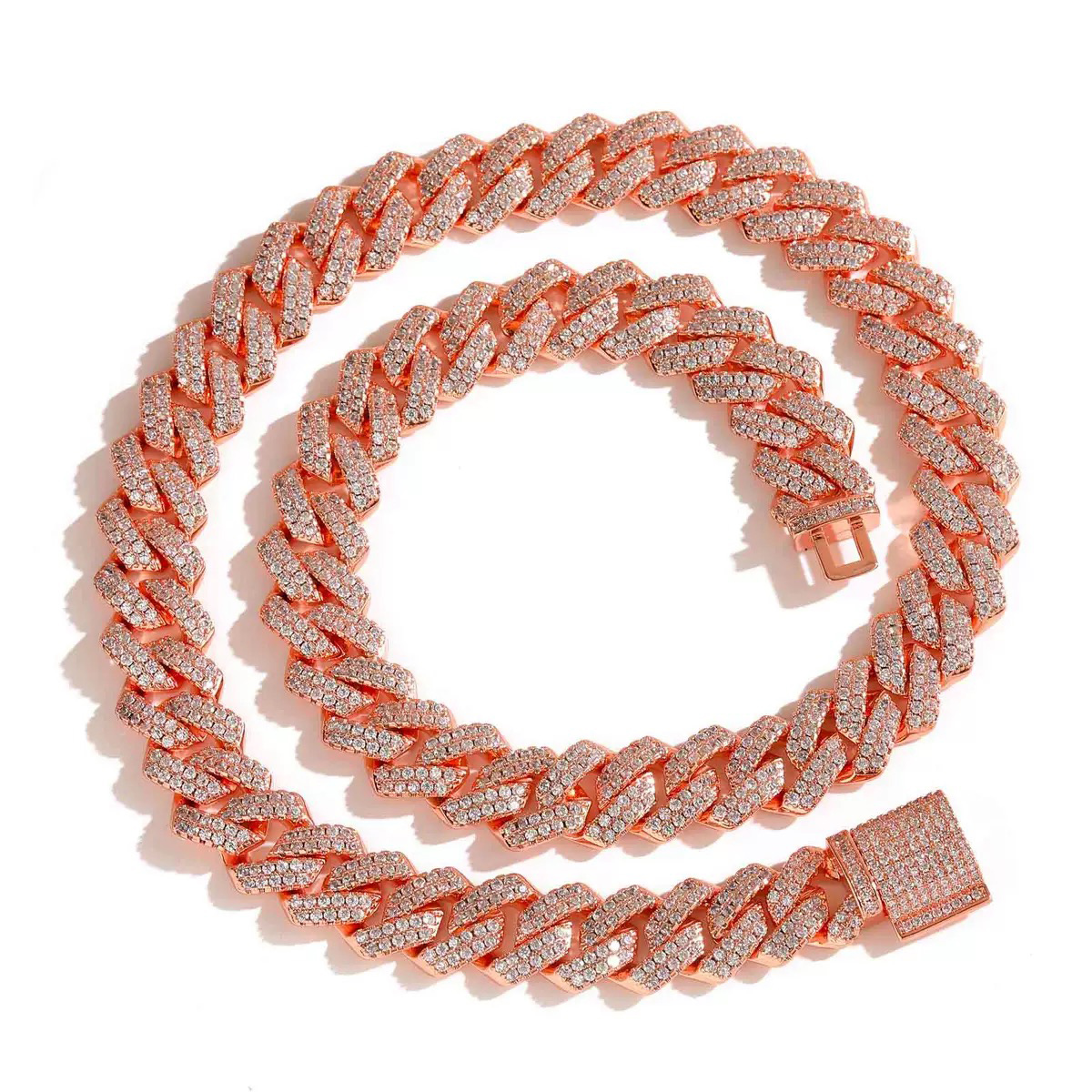 rose gold Cuban chain set angled luxury fashion jewelry