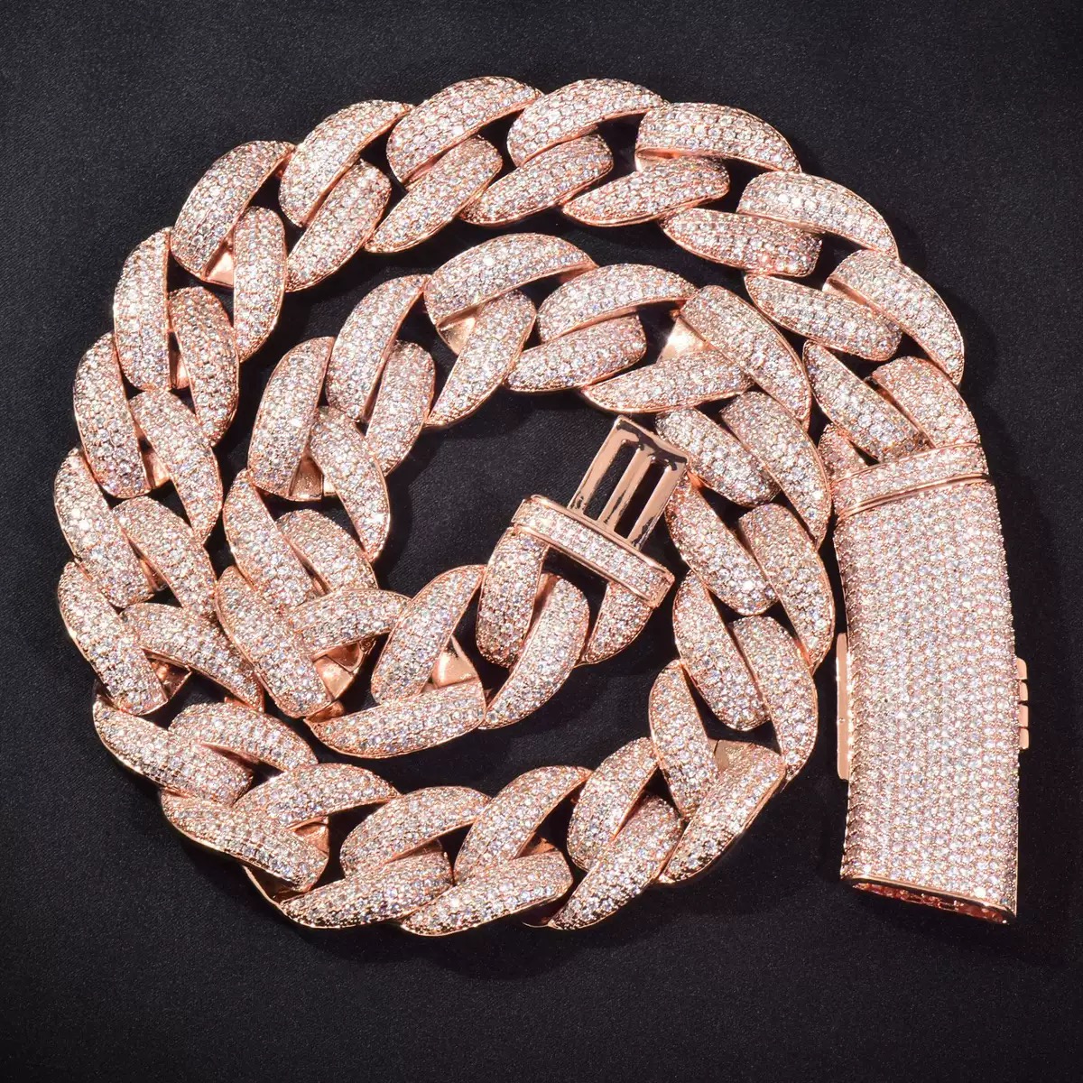 rose gold Cuban chain jewelry close up