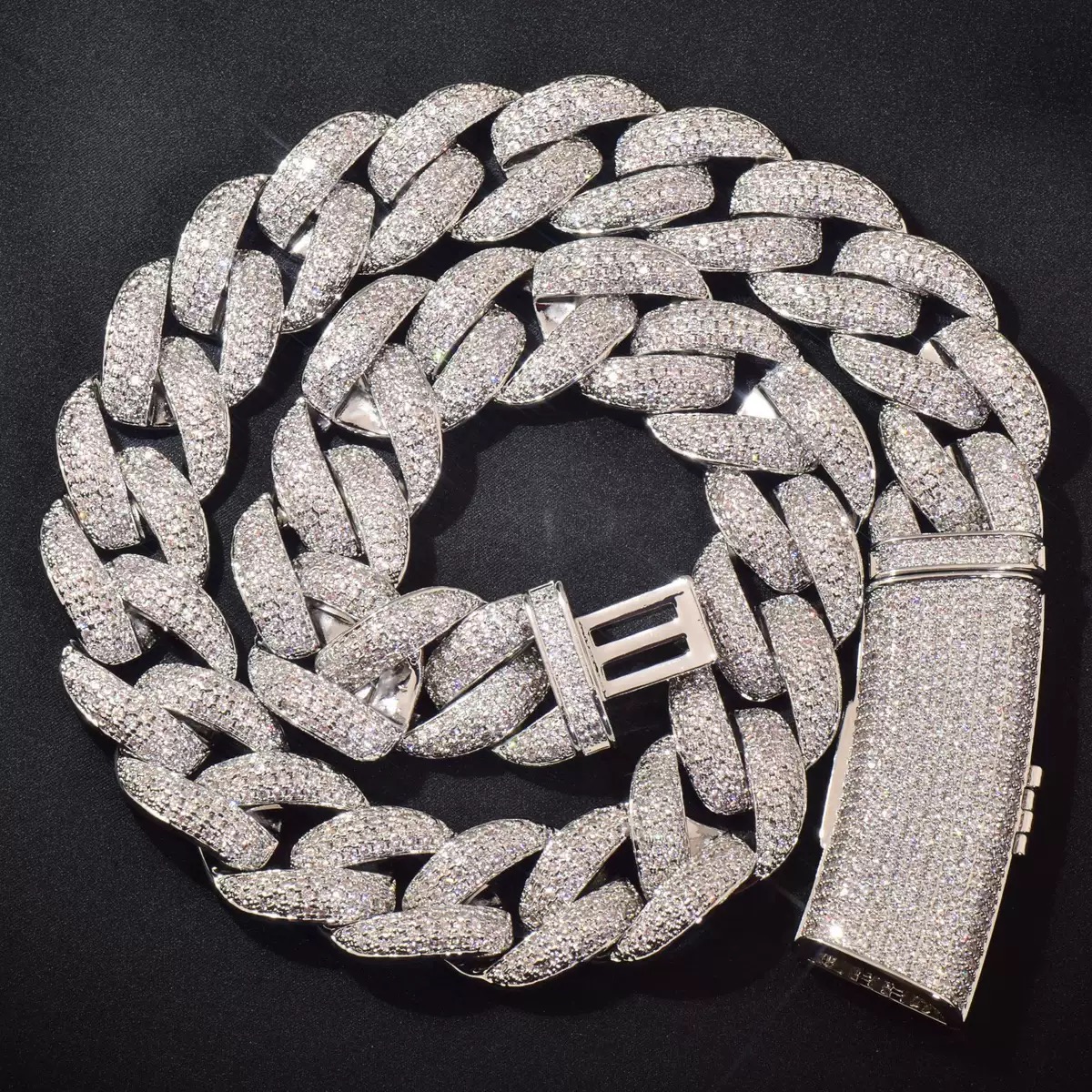 white gold Cuban chain iced out jewelry