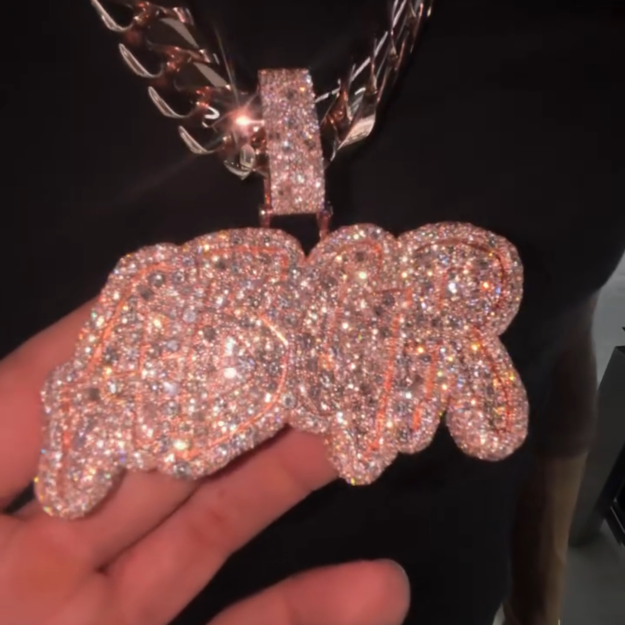 ABGR letter pendant iced out hip hop jewelry