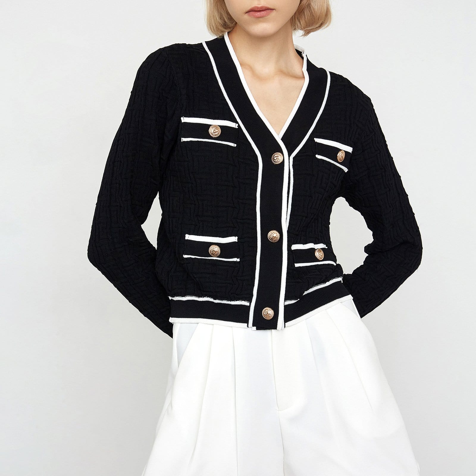 Black Contrast Cardigan