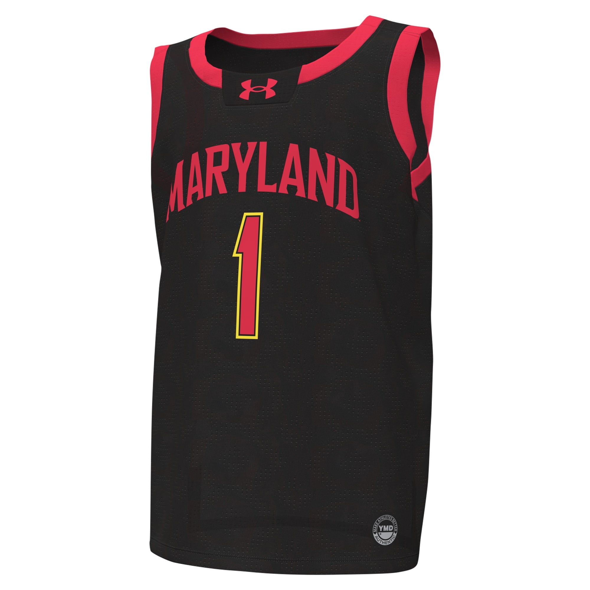 #1Maryland Terrapins Youth Basketball Jersey Black - front view
