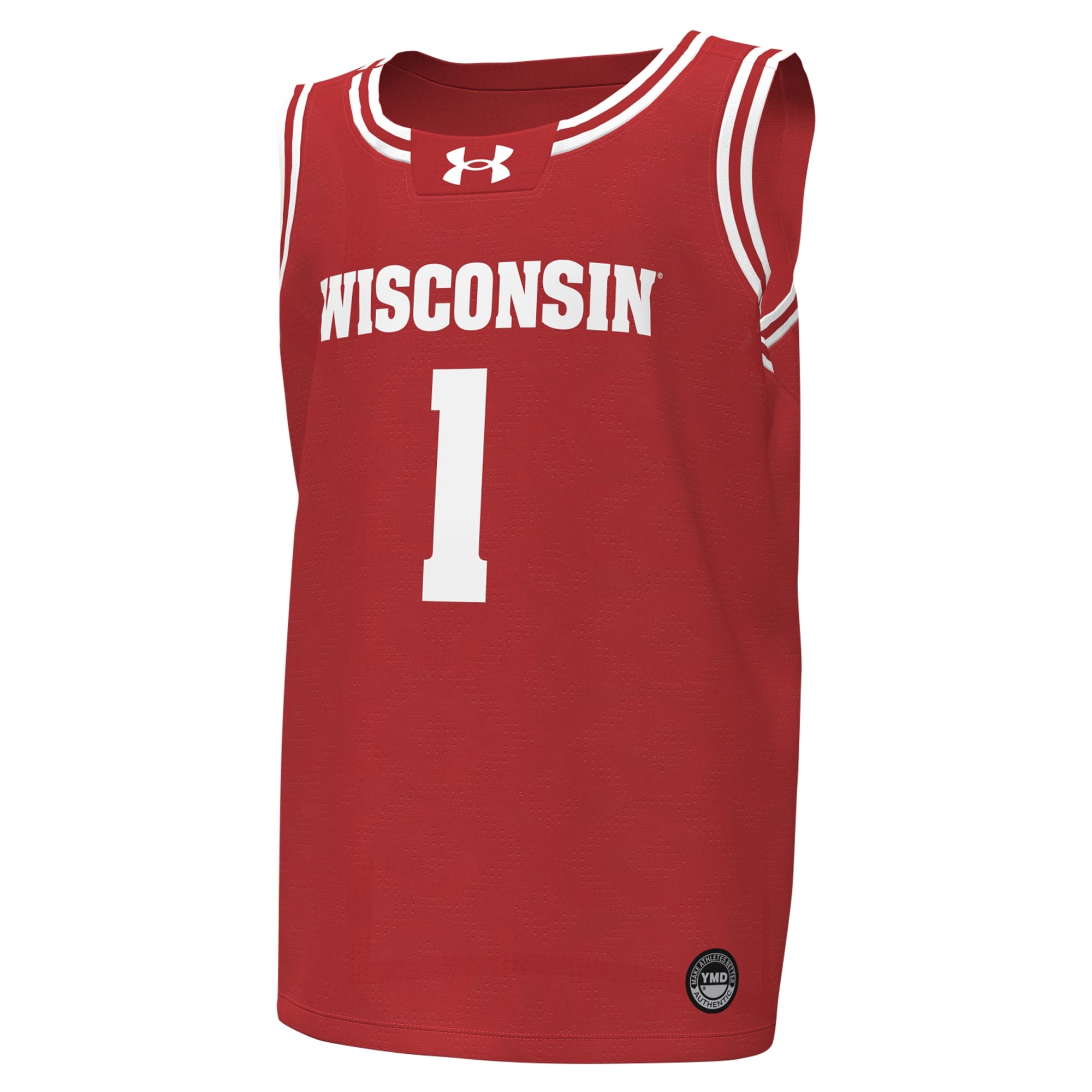 #1Wisconsin Badgers Youth Basketball Jersey Red - front view