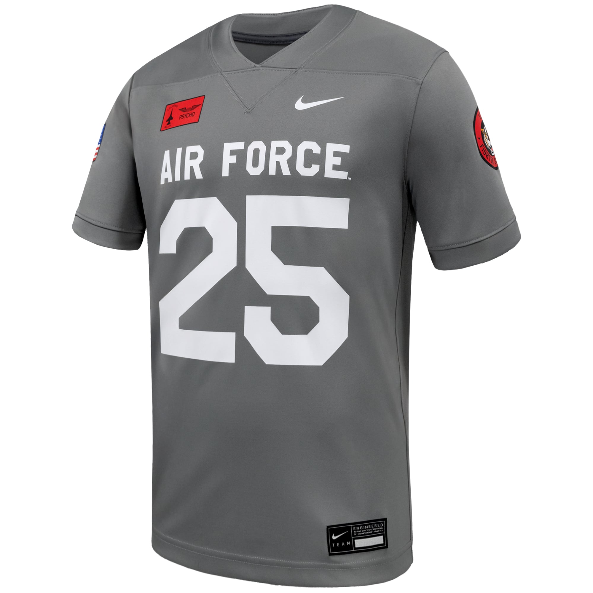 #25 Air Force Falcons APLS Fighting Falcon Collection Football Jersey Gray - front view
