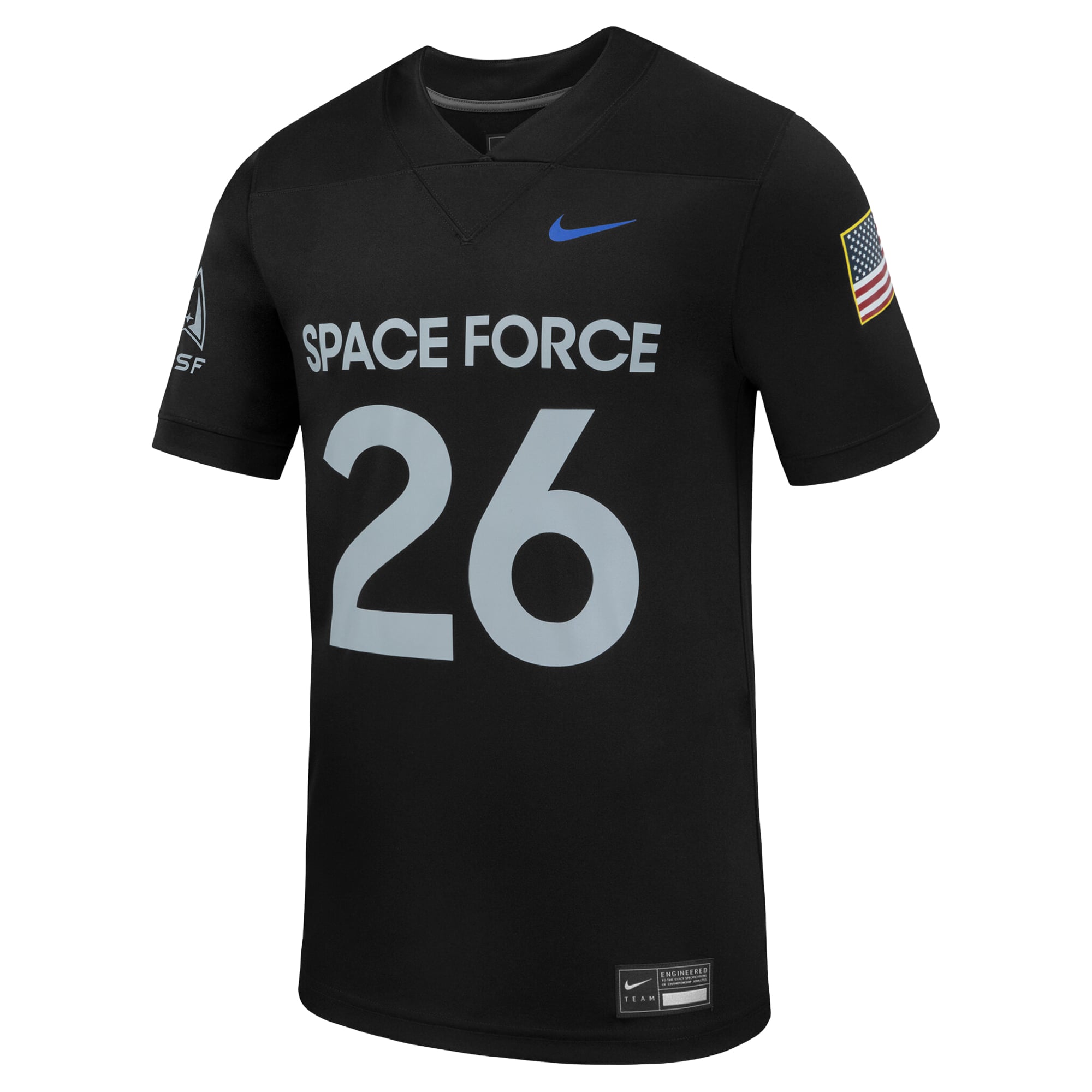 Air Force Falcons Space Force Football Jersey Black - front view
