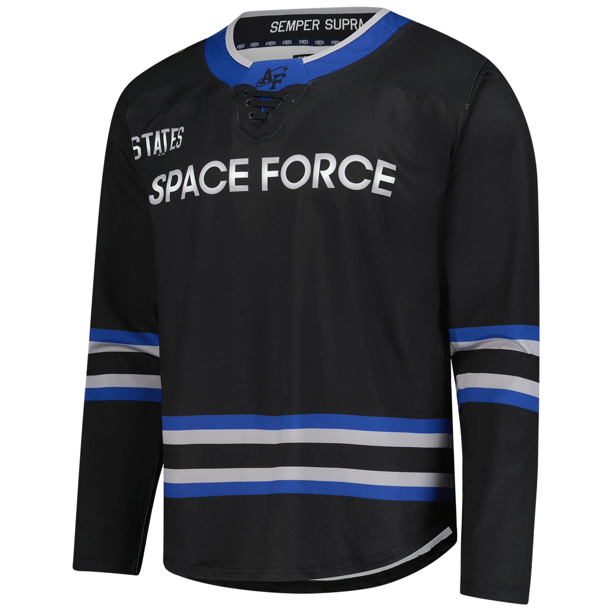 Air Force Falcons Space Force Hockey Jersey Black - front view
