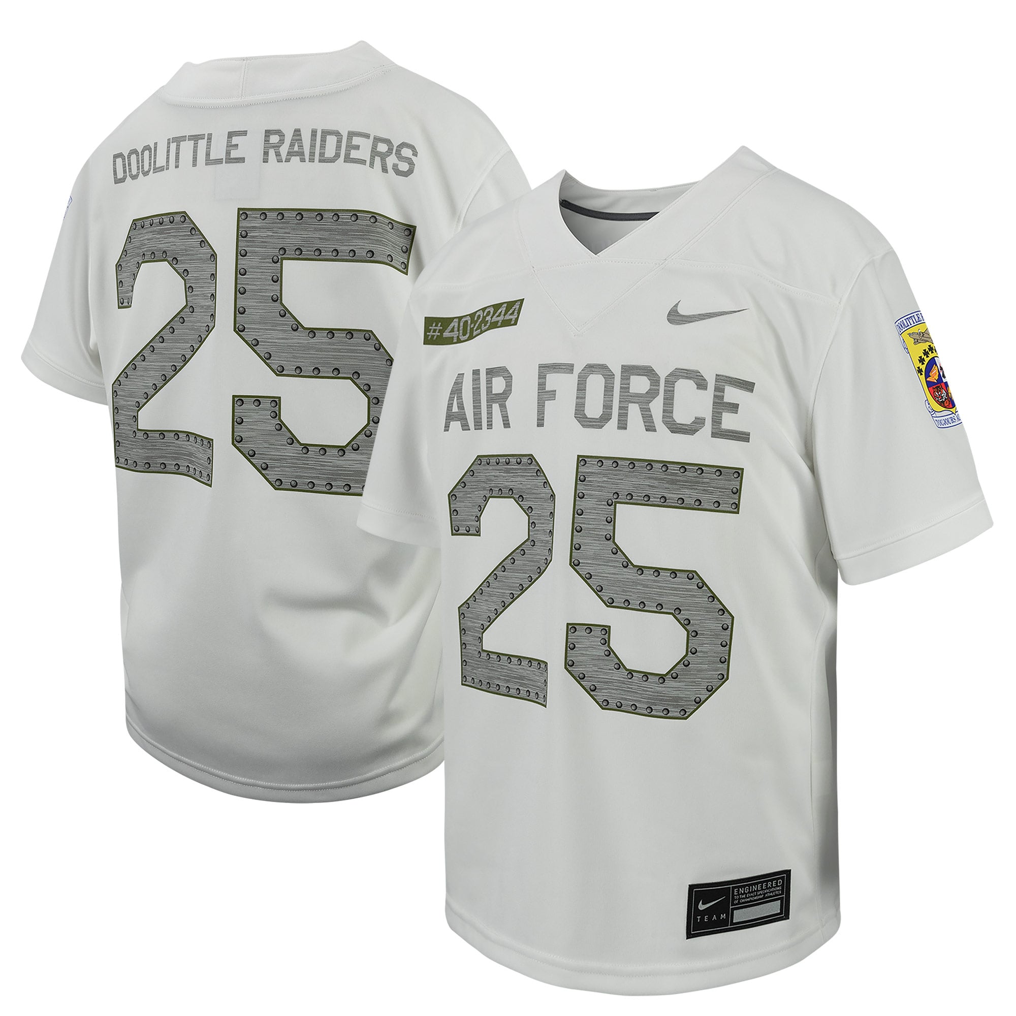 # Air Force Falcons Youth Football Jersey White - front and back view