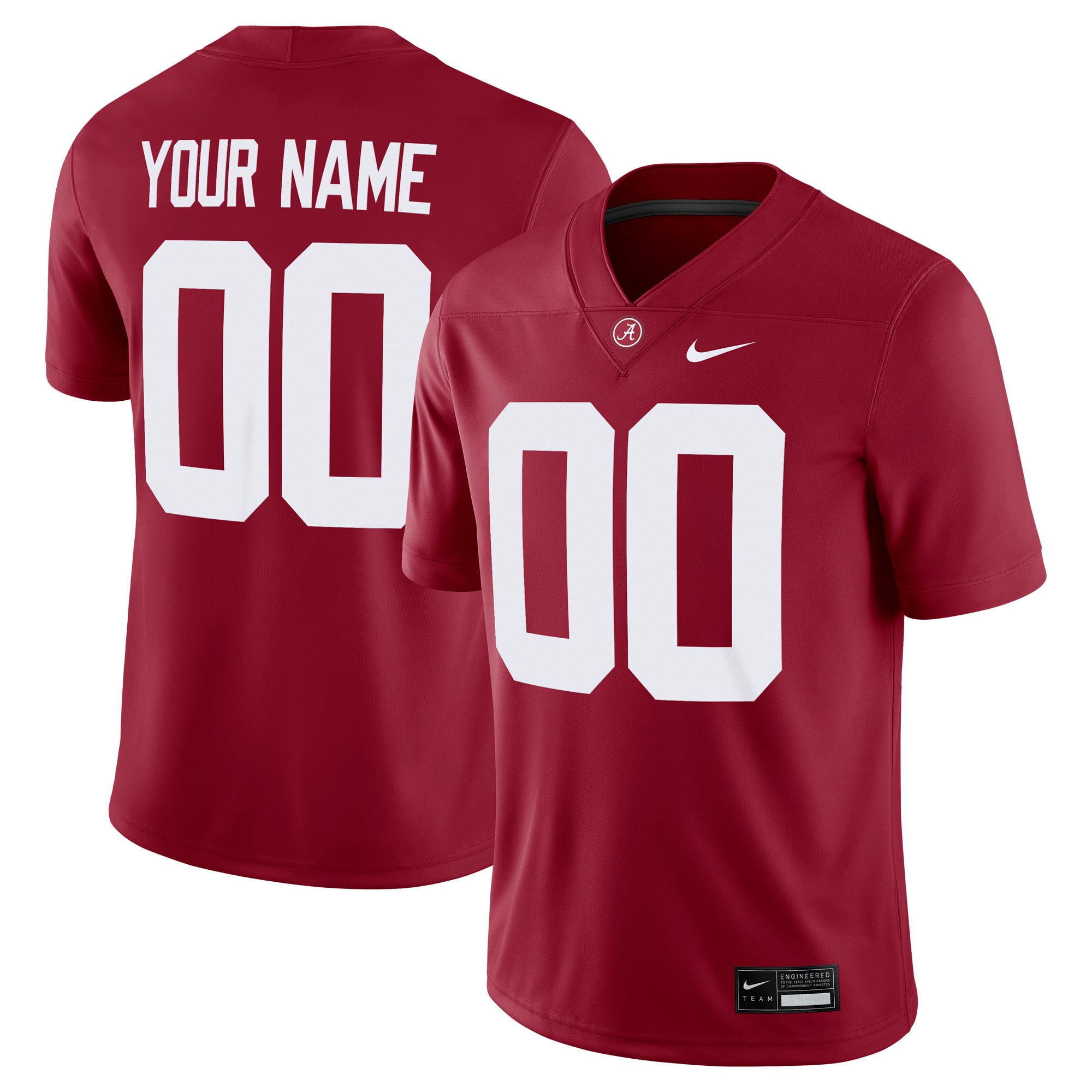 Alabama Crimson Tide Custom Football Jersey Crimson - front and back view