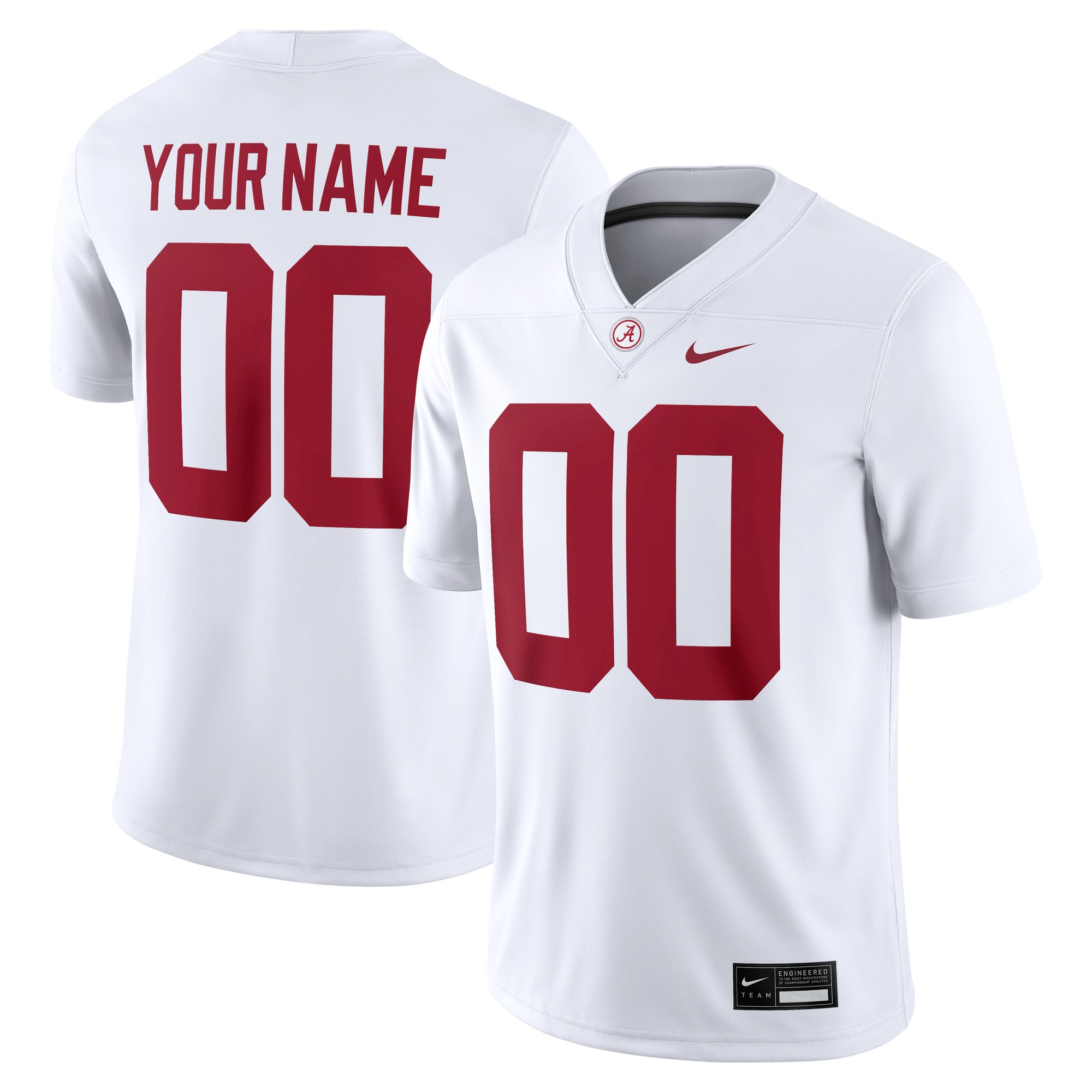 Alabama Crimson Tide Custom Jersey White - front and back view