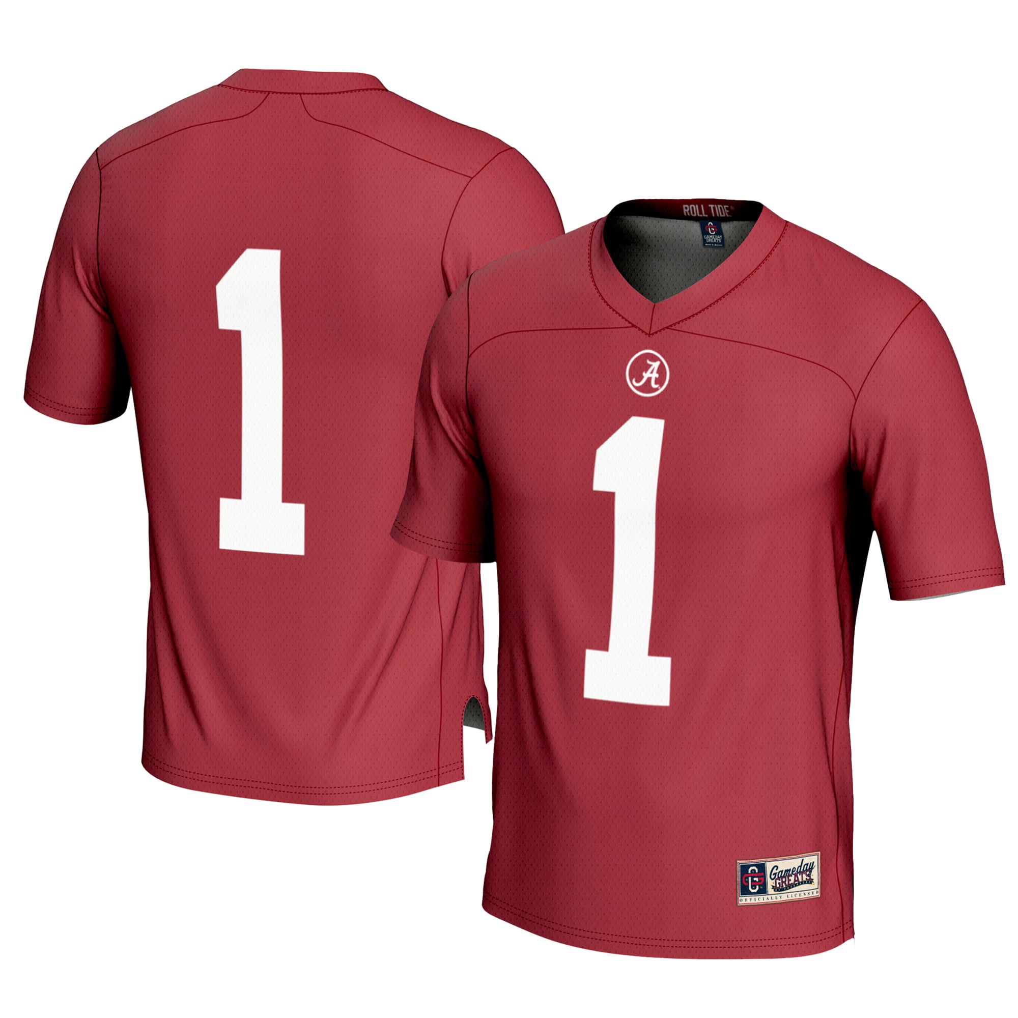 #1 Alabama Crimson Tide Football Jersey Crimson - front and back view