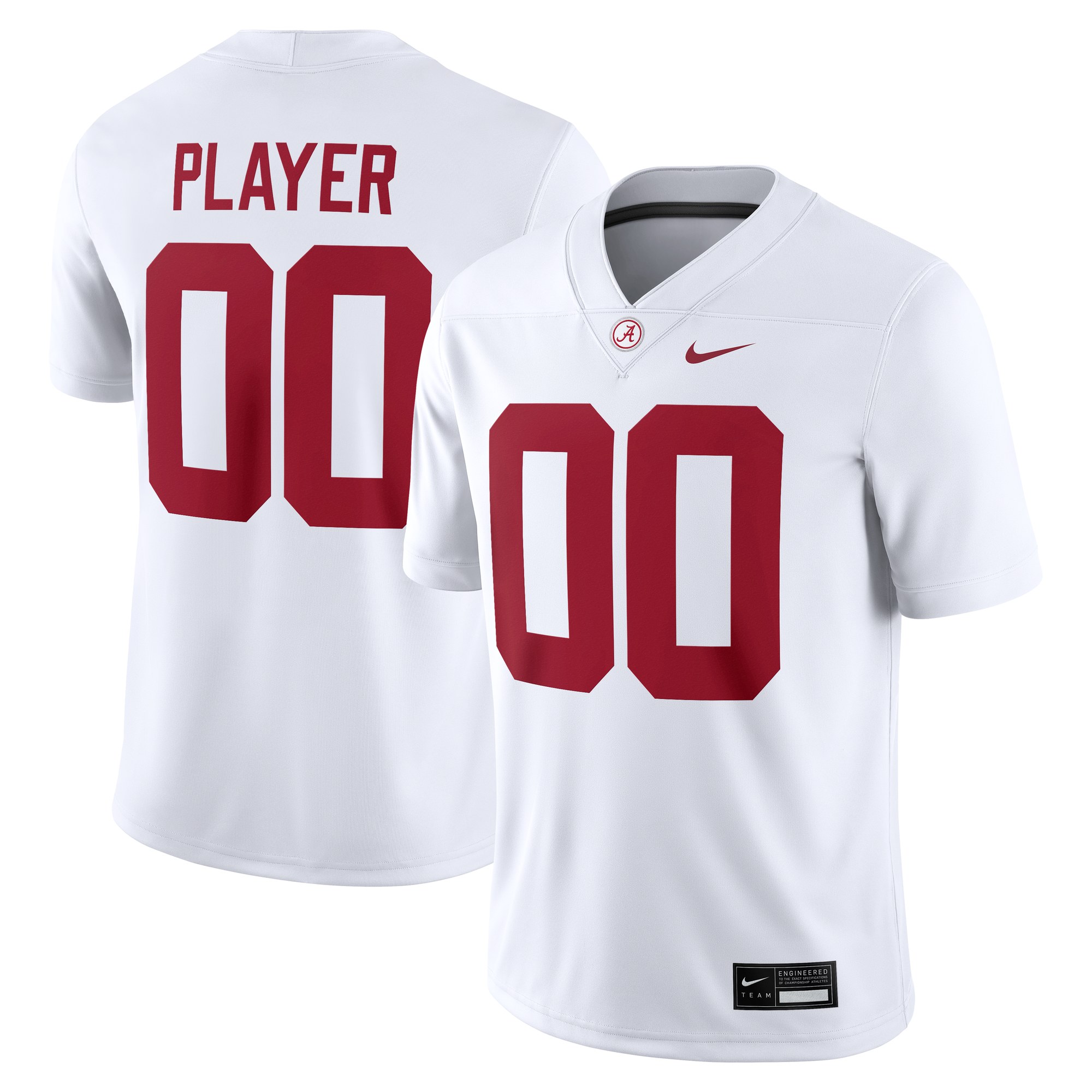 Alabama Crimson Tide Jersey White - front and back view