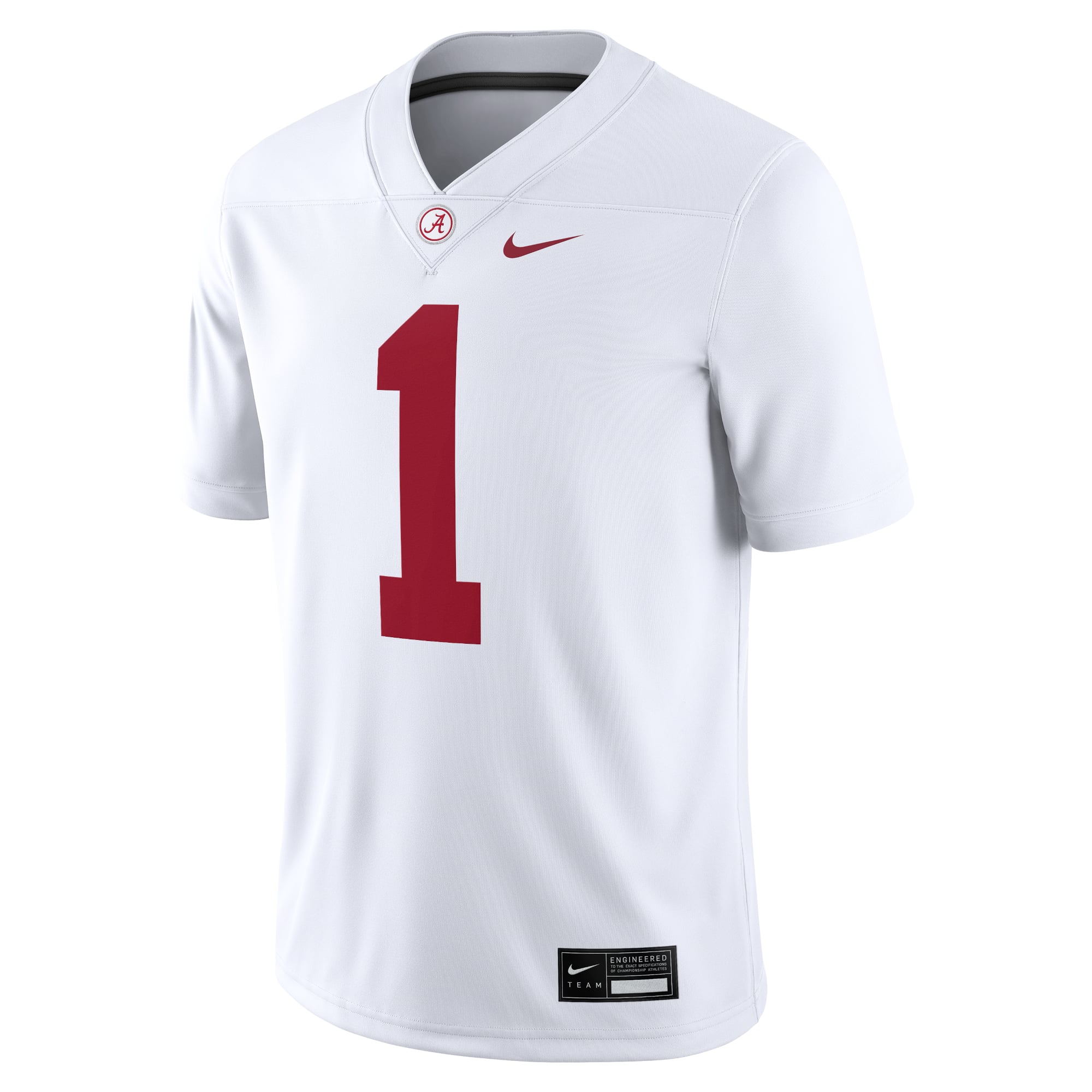 #1 Alabama Crimson Tide Jersey White - front view