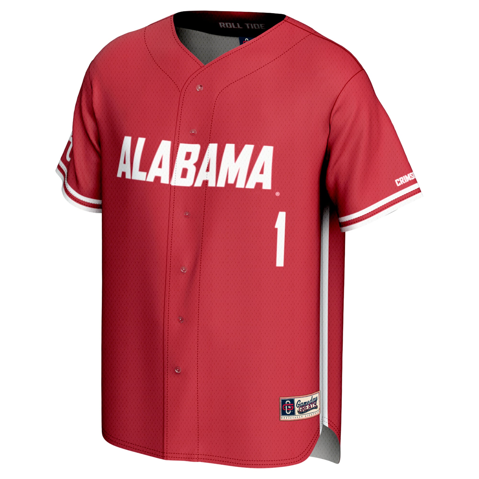#1 Alabama Crimson Tide Lightweight Baseball Fashion Jersey Crimson - front view