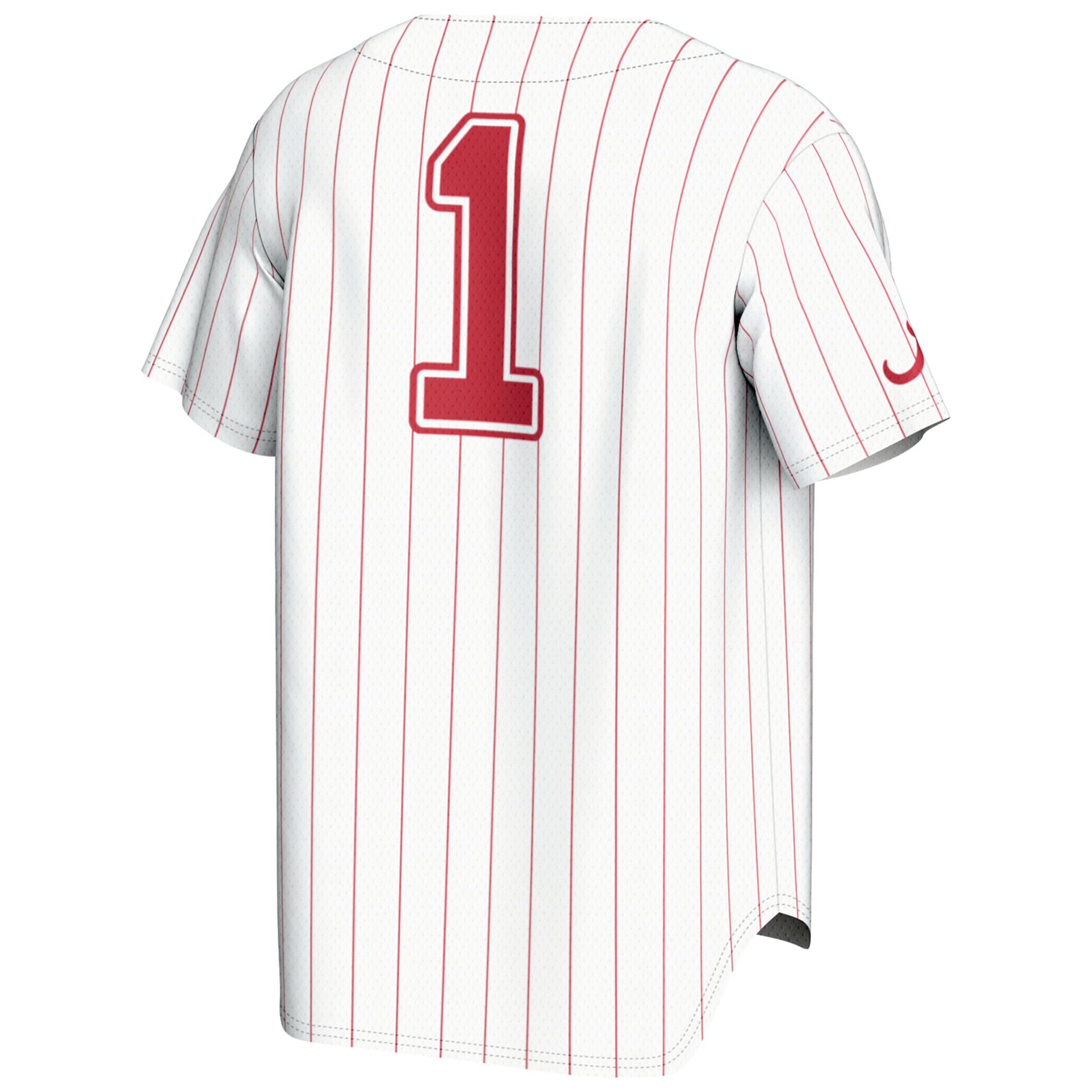 #1 Alabama Crimson Tide Lightweight Baseball Fashion Jersey White - back view