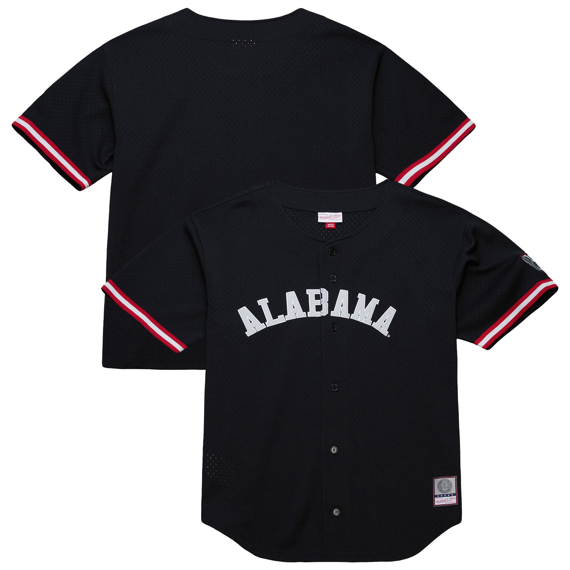Alabama Crimson Tide On The Clock Full-Button Fashion Jersey Black - front and back view