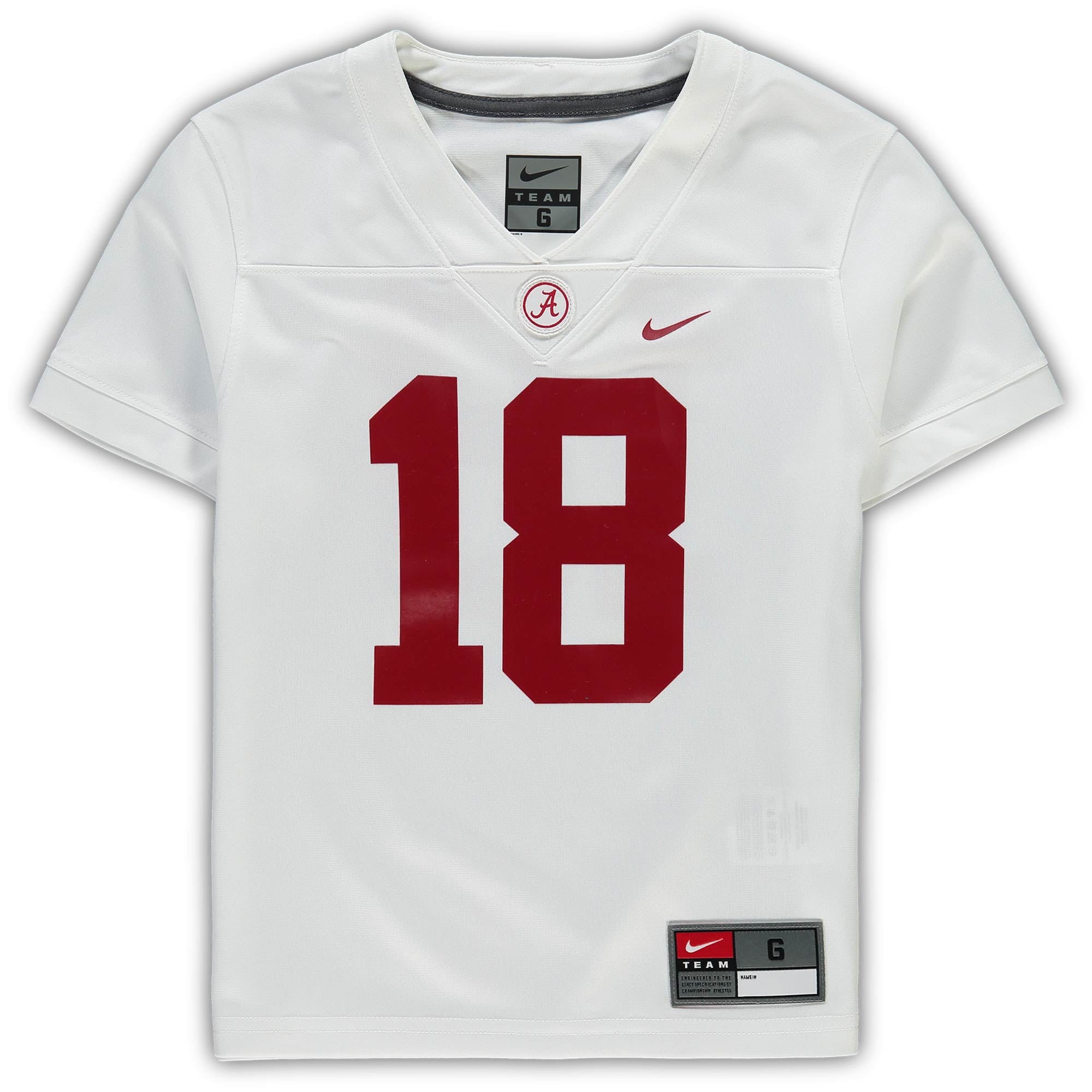 #18 Alabama Crimson Tide Preschool Football Team Jersey White - front view