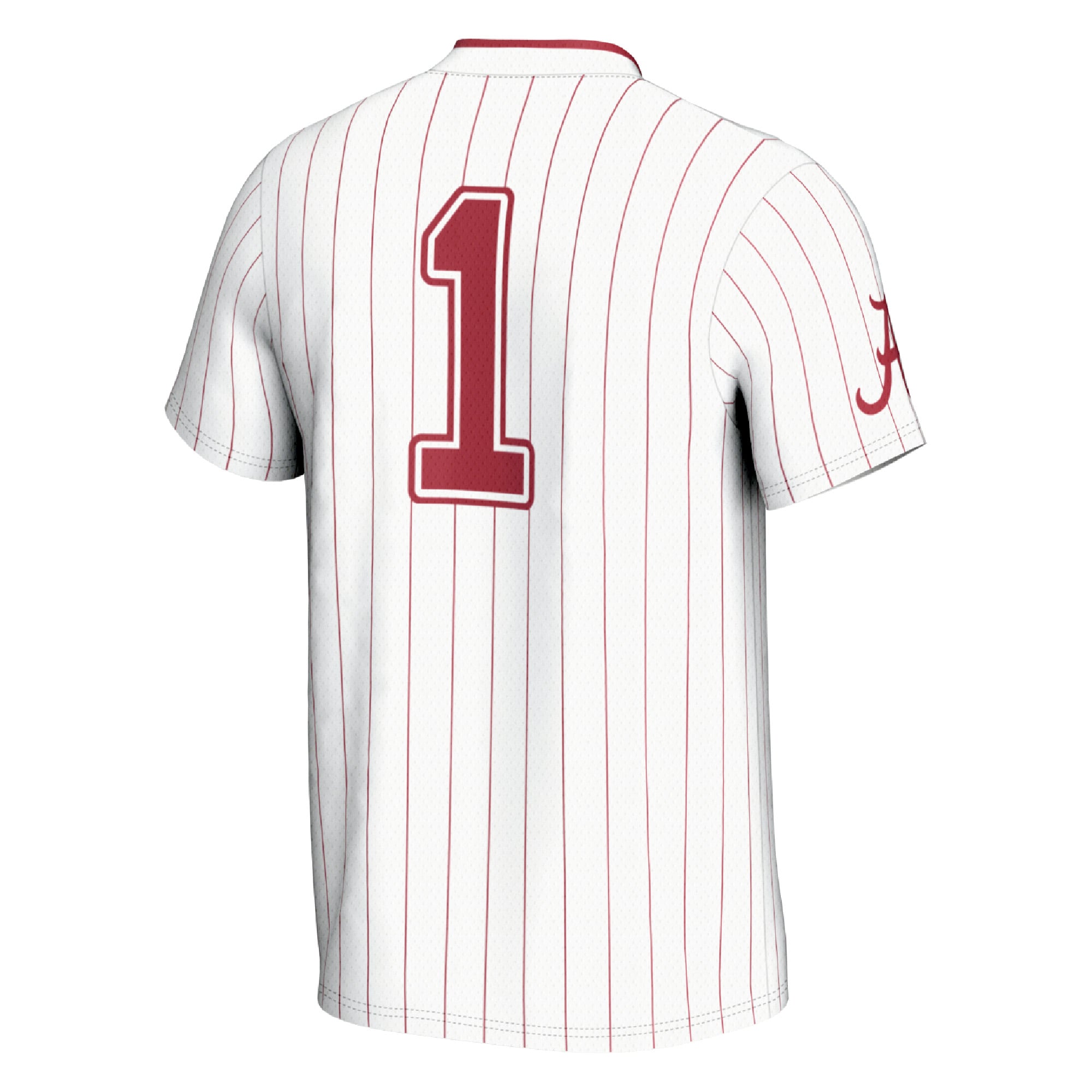 #1 Alabama Crimson Tide Unisex Lightweight Softball Fashion Jersey White - back view