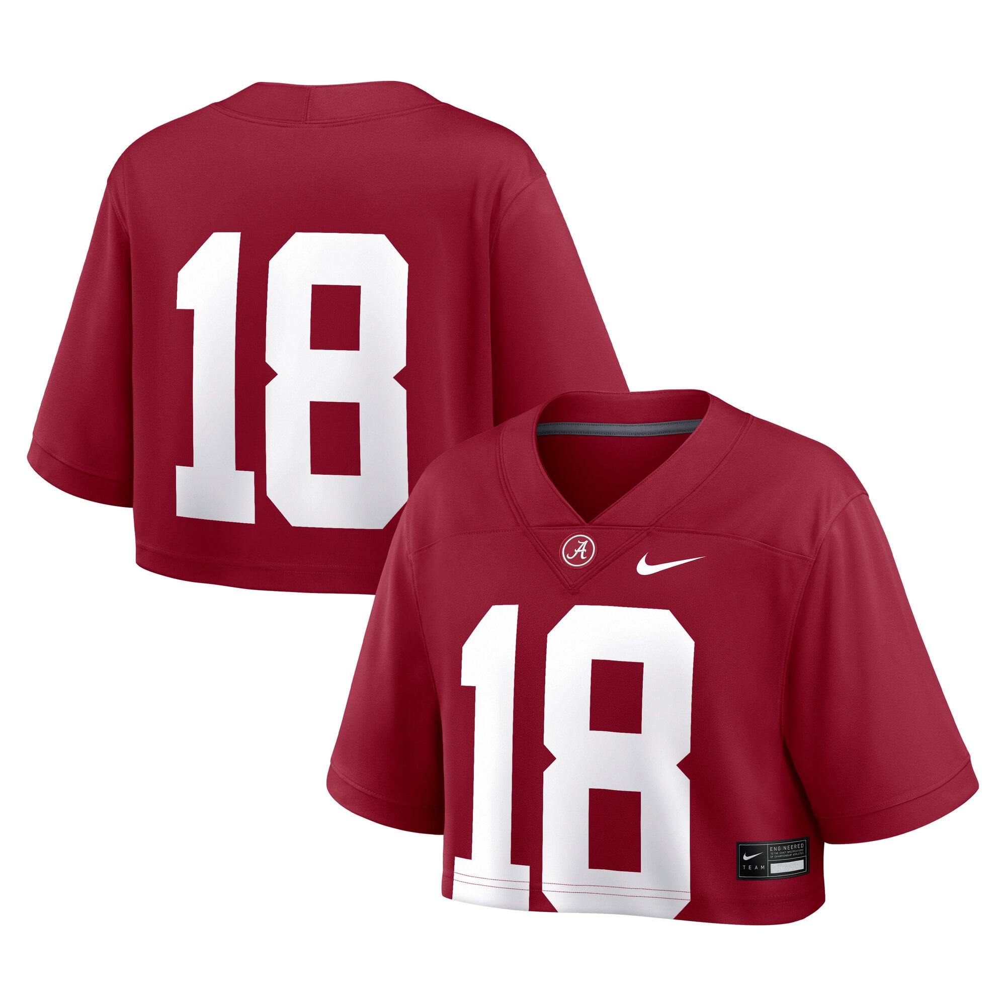 Alabama Crimson Tide Women's Crop Top Jersey Crimson - front and back view