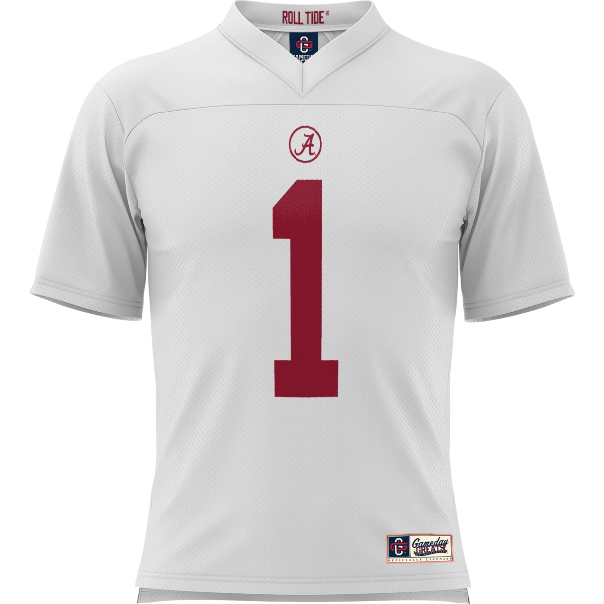 #1 Alabama Crimson Tide Youth Football Jersey White - front view