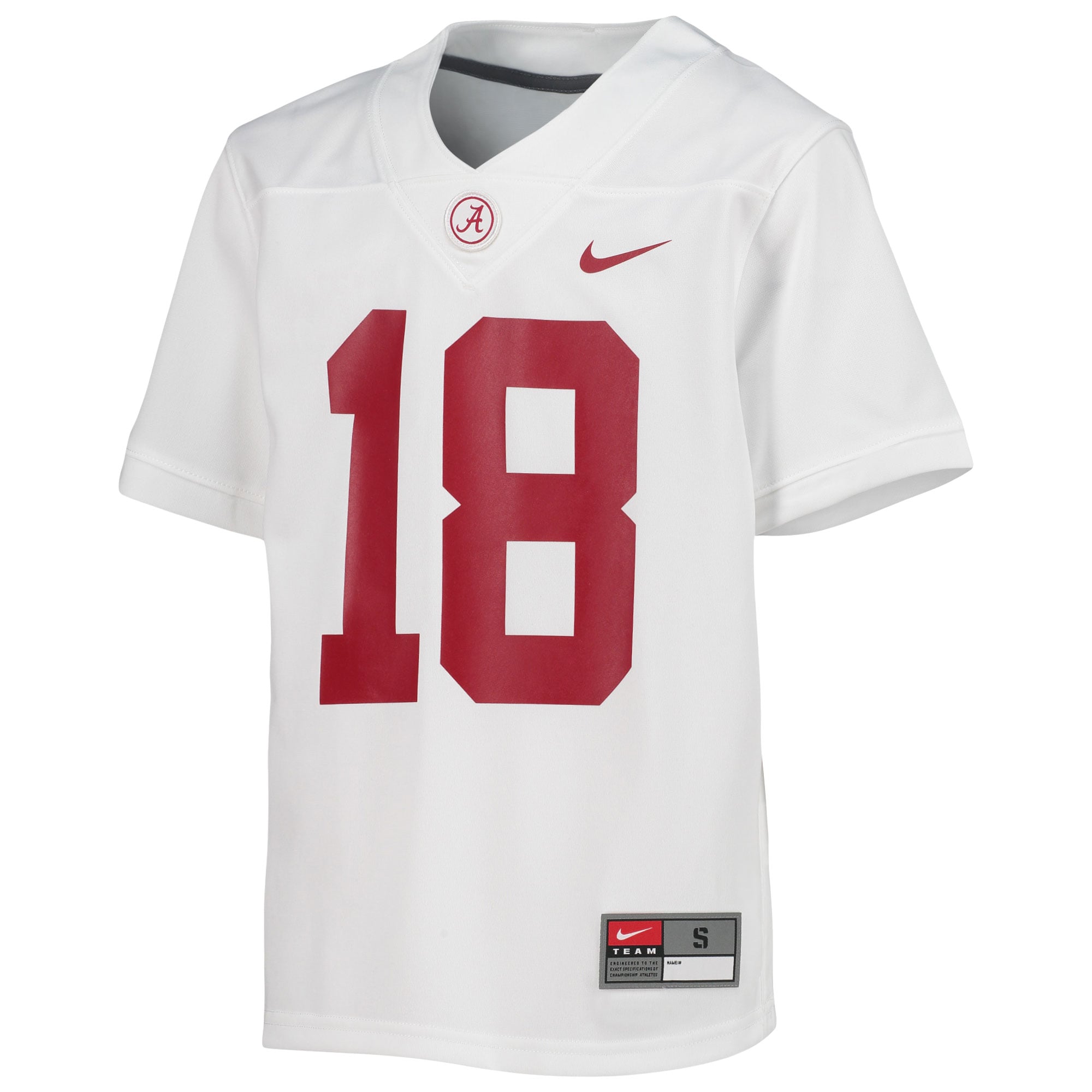 #18 Alabama Crimson Tide Youth Football Team Jersey White - front view