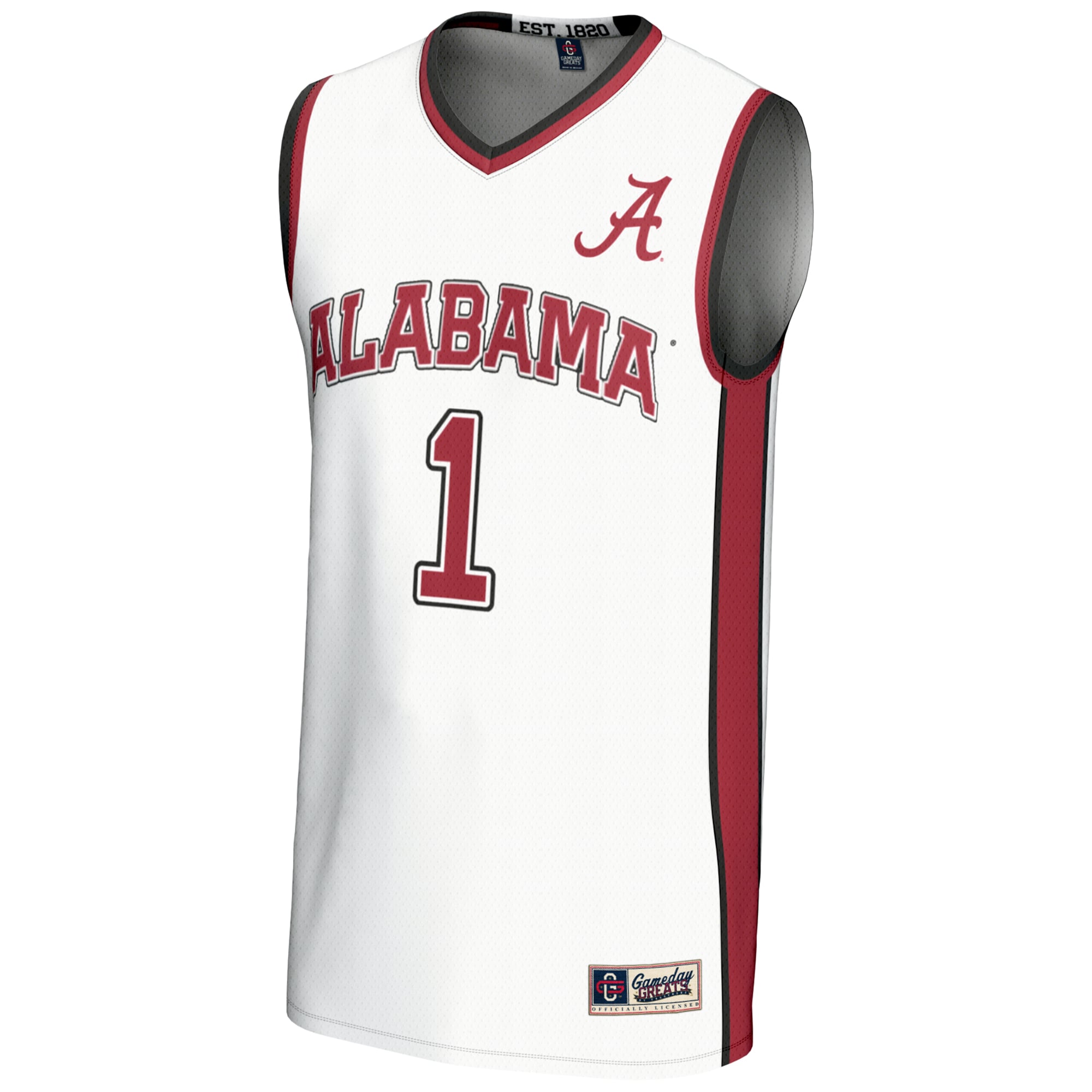 #1 Alabama Crimson Tide Youth Lightweight Basketball Jersey White - front view