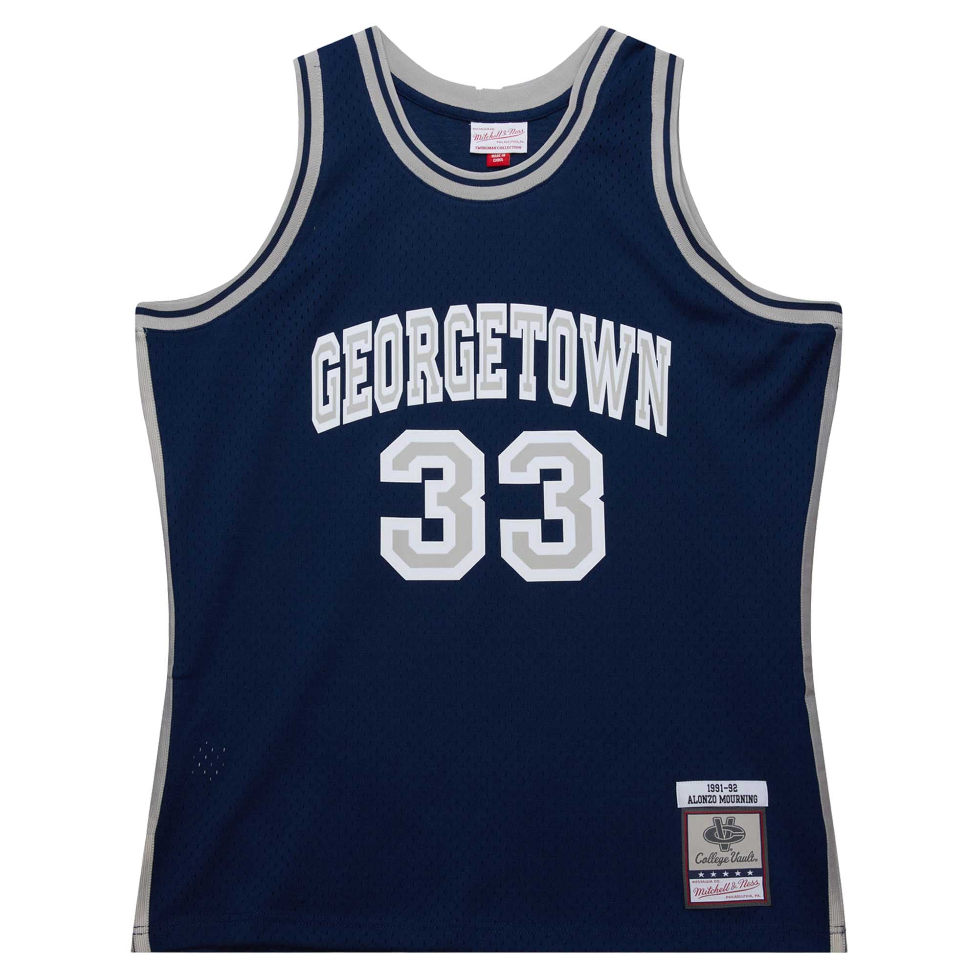 Alonzo Mourning Georgetown Hoyas 1991/92 Player Jersey Navy - front view
