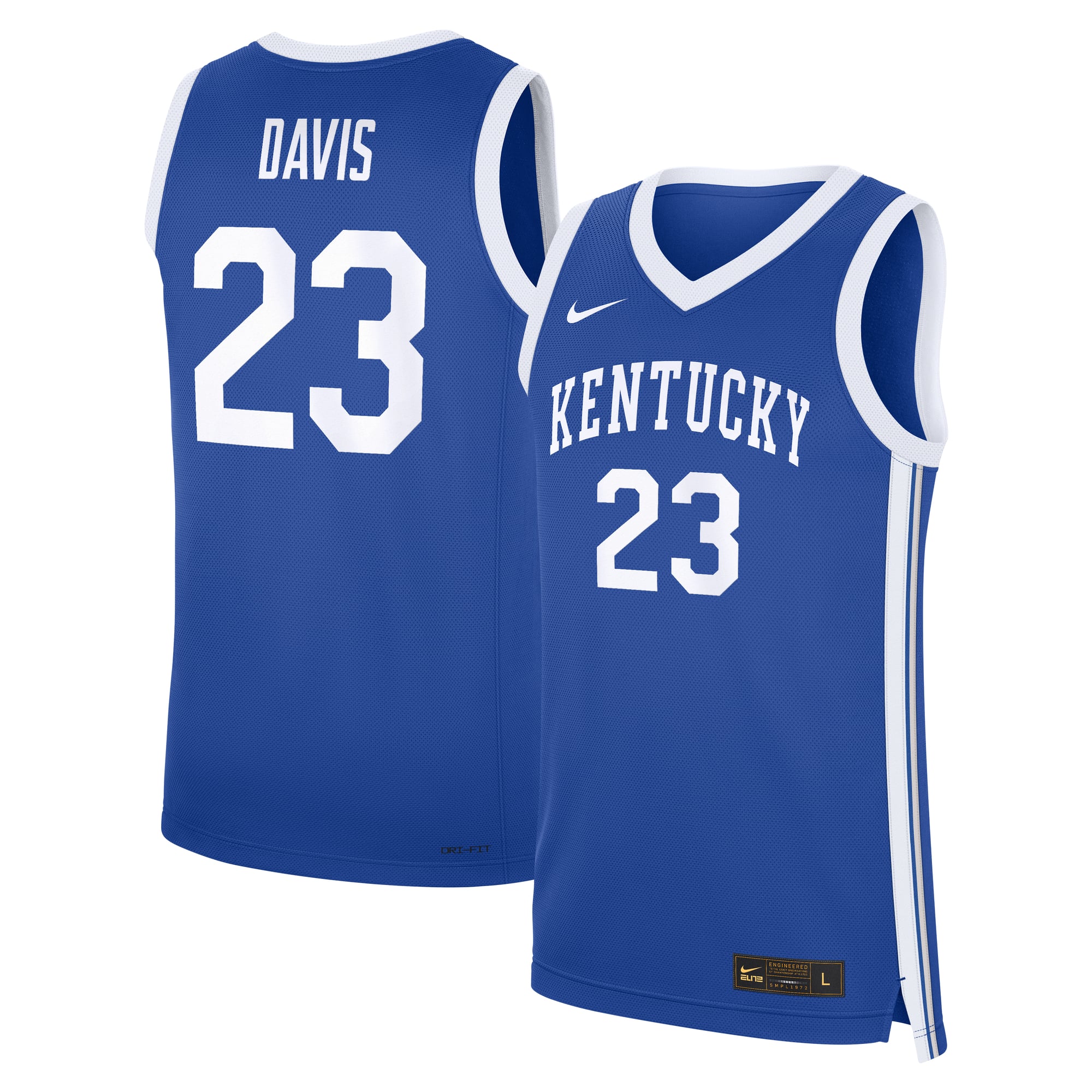 Anthony Davis Kentucky Wildcats Road Basketball Jersey Royal - front and back view