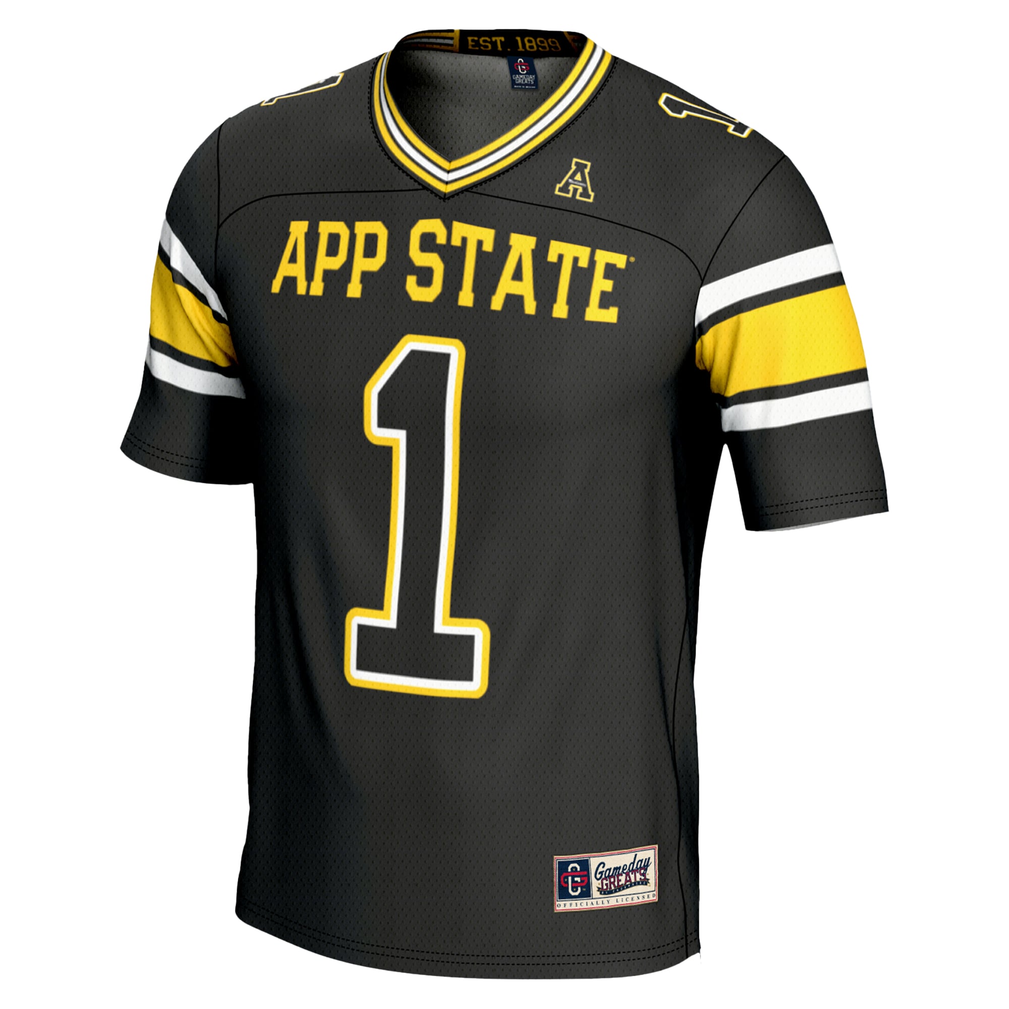 #1 Appalachian State Mountaineers Endzone Football Jersey Black - back view