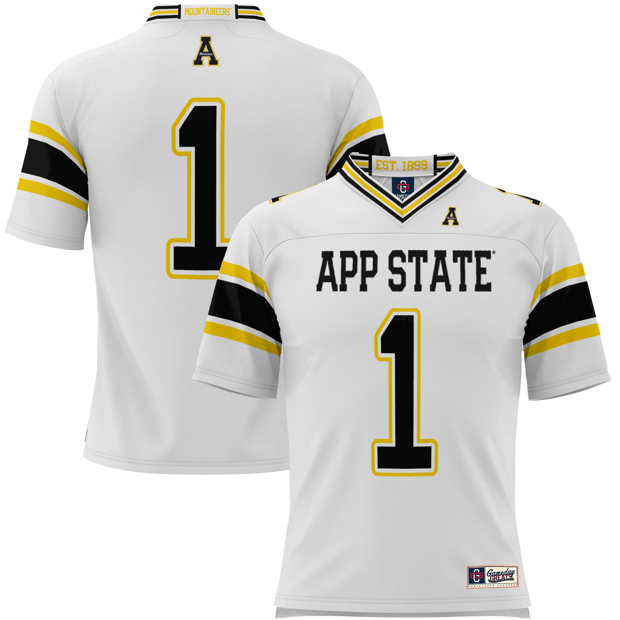 #1 Appalachian State Mountaineers Endzone Football Jersey White - front view
