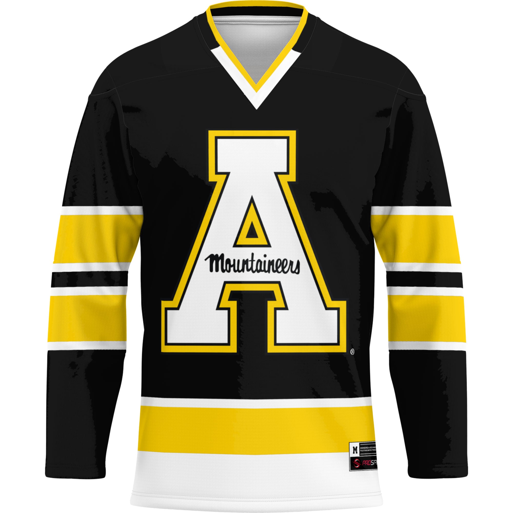 Appalachian State Mountaineers Hockey Jersey Black - front view